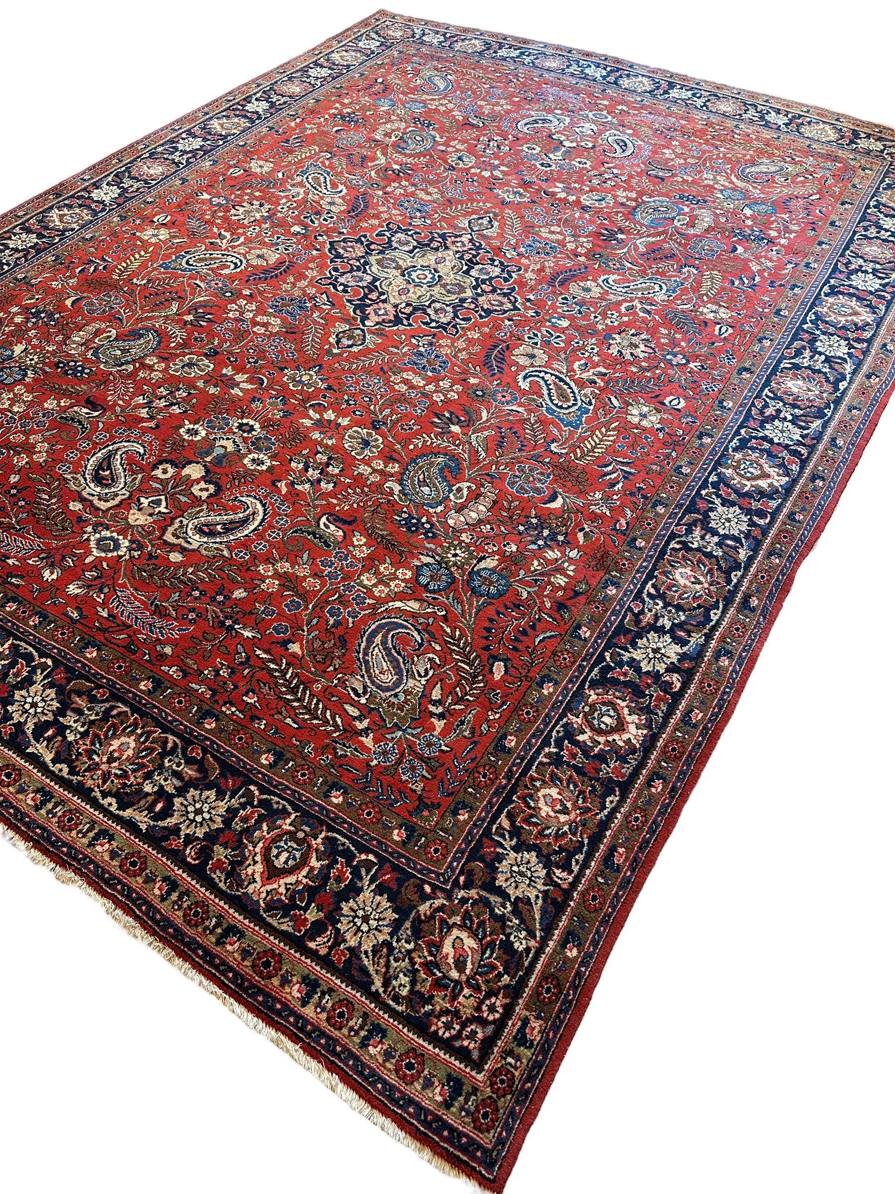 1940s Persian Yazd Area Rug 7’11” X 10’10″ - Image 2