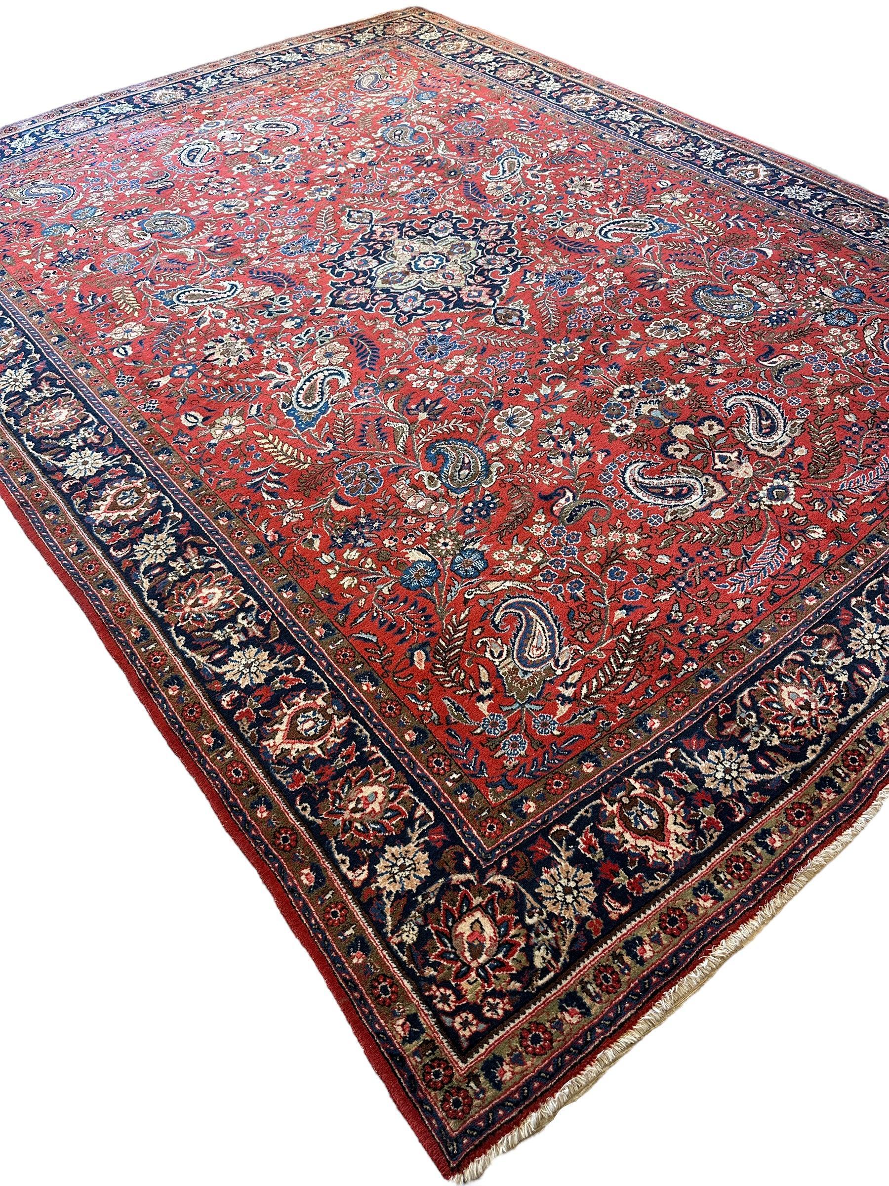 1940s Persian Yazd Area Rug 7’11” X 10’10″ - Image 3