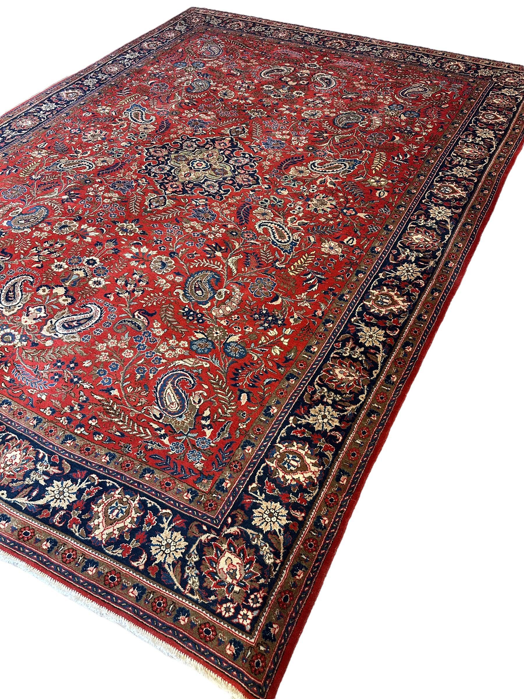 1940s Persian Yazd Area Rug 7’11” X 10’10″ - Image 4