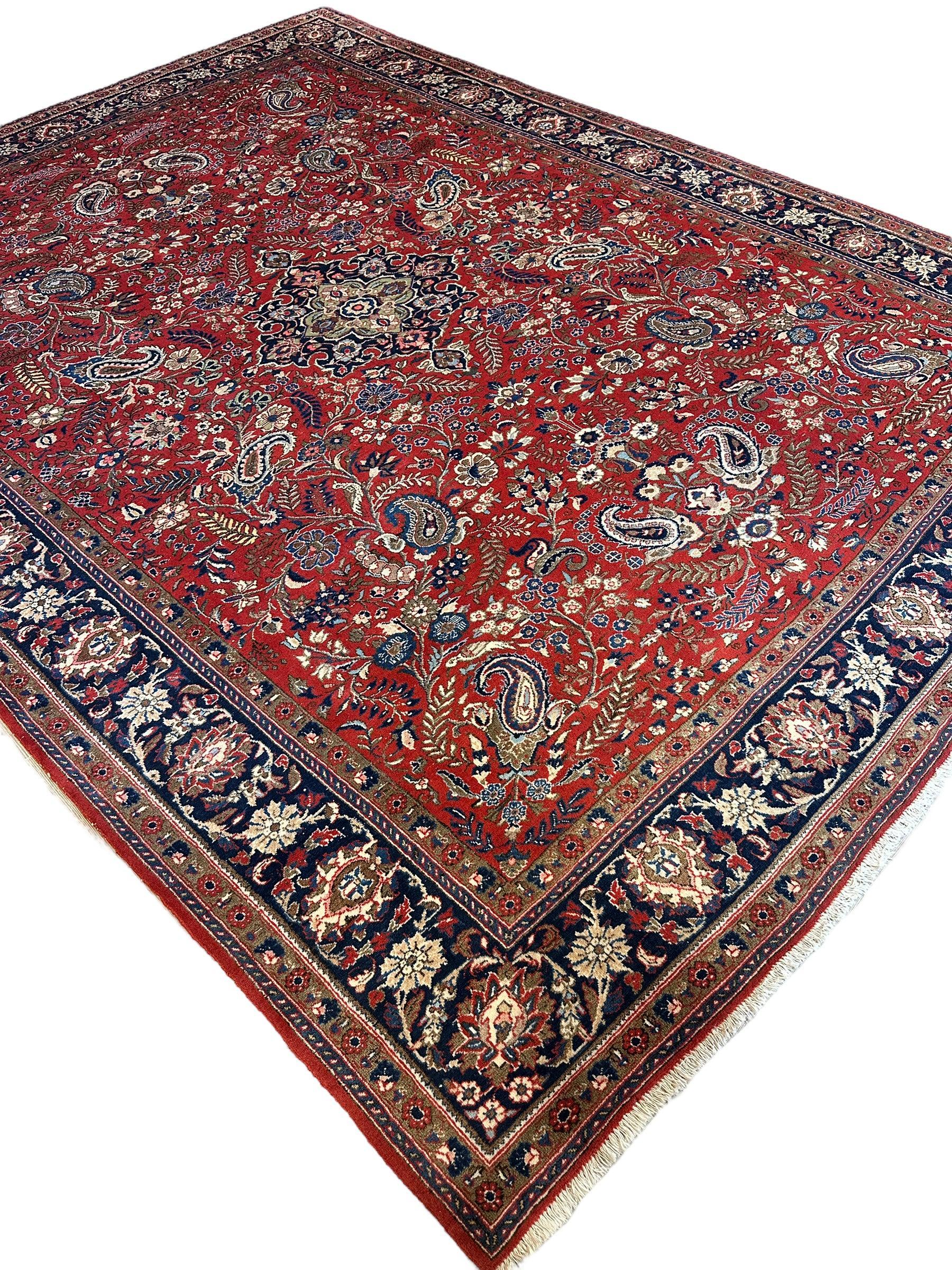 1940s Persian Yazd Area Rug 7’11” X 10’10″ - Image 5