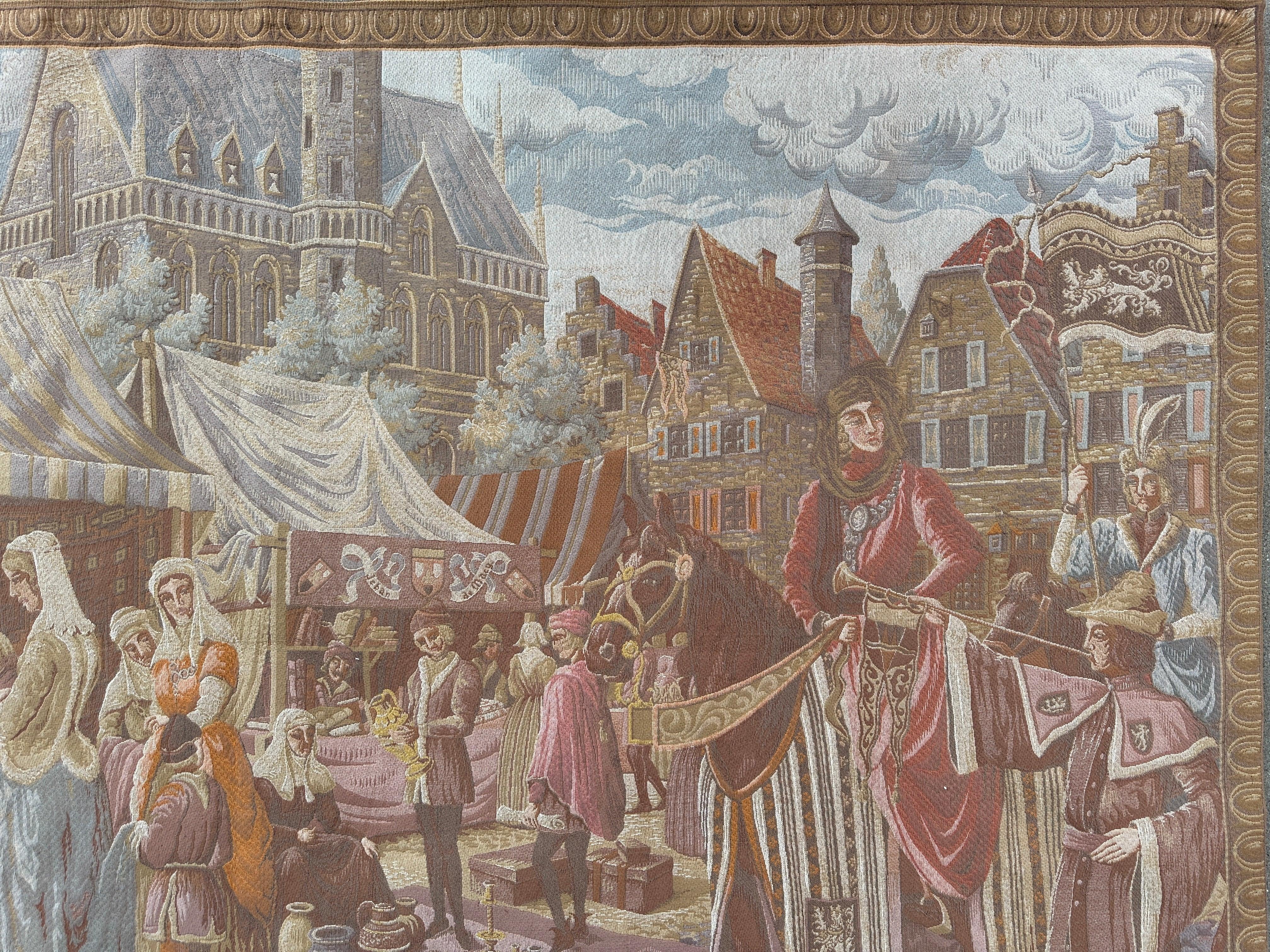 1990s Belgium Wall Tapestry 4'1” x 6’4” - Image 5