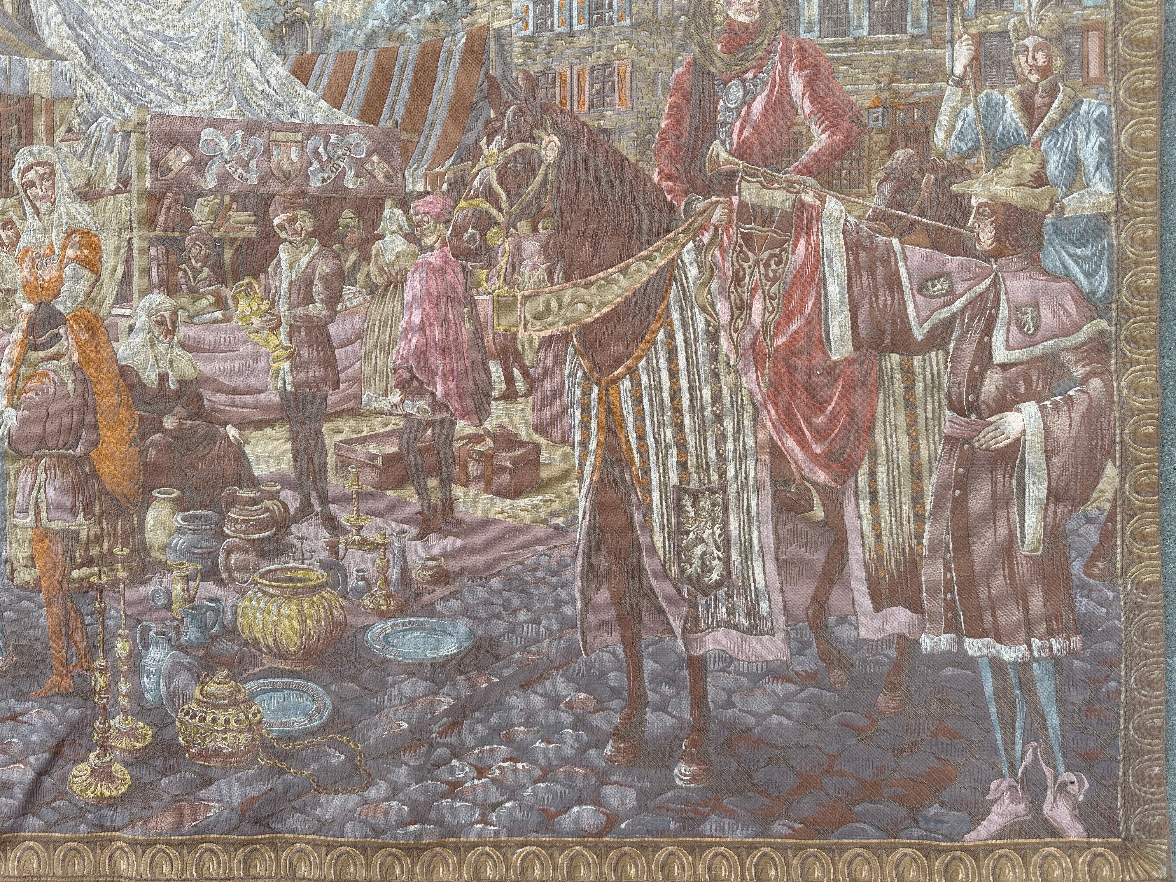 1990s Belgium Wall Tapestry 4'1” x 6’4” - Image 6