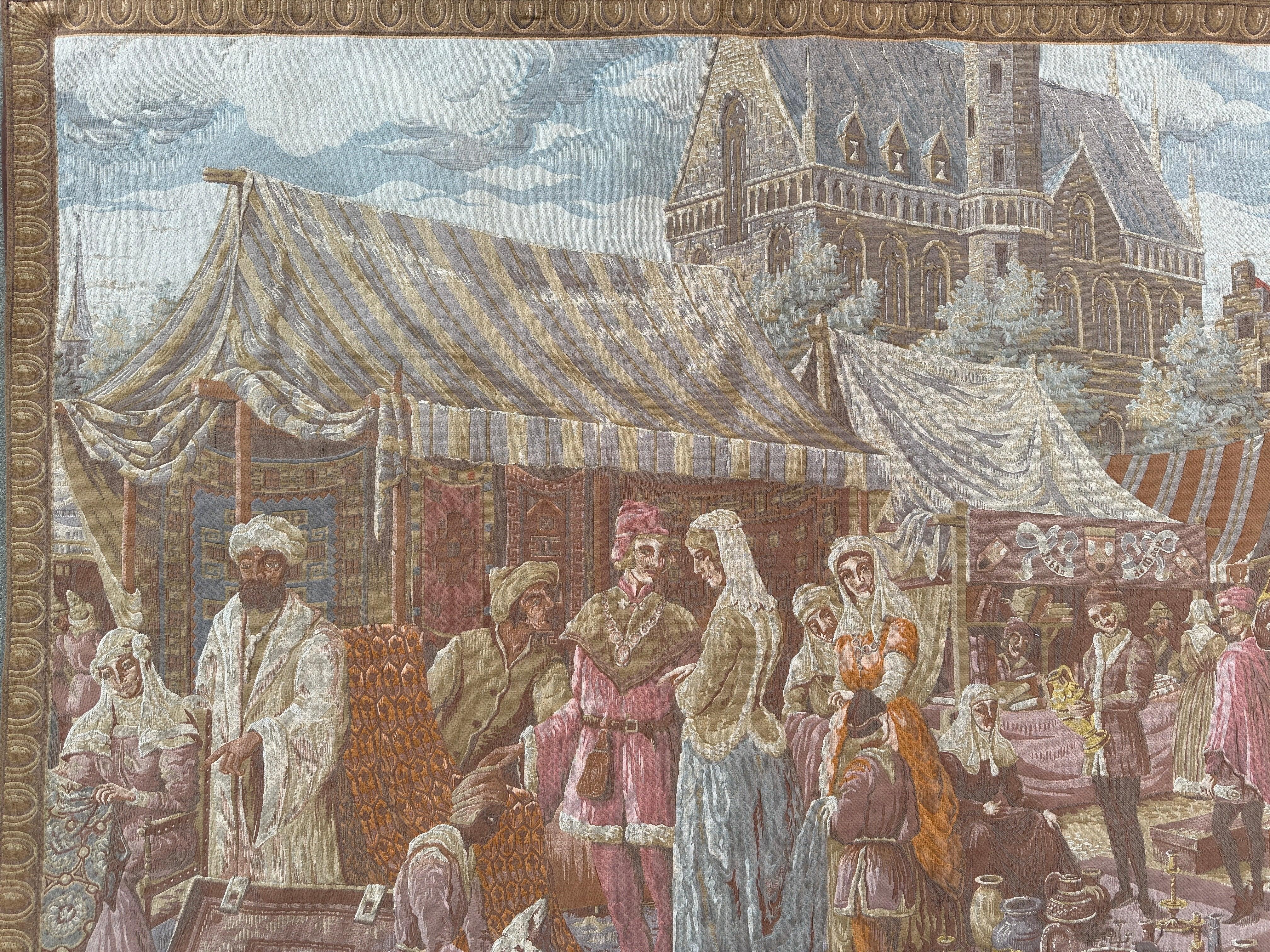 1990s Belgium Wall Tapestry 4'1” x 6’4” - Image 9