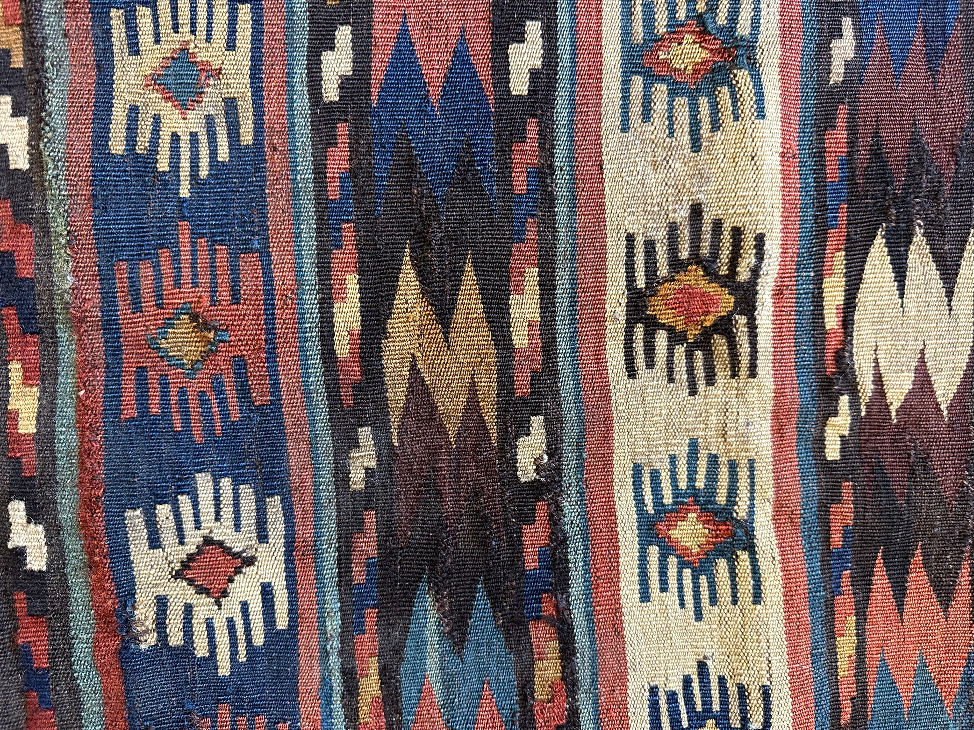 19th C Antique Tribal Shahsavan Caucasian Mafrash Panel, Bagface - 26" X 18" - Image 2