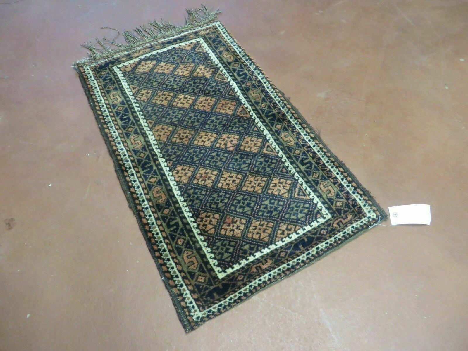 2' X 3' Antique Handmade Pakistani Bokhara Turkoman Balouchi Wool Rug Mat Nice - Image 2