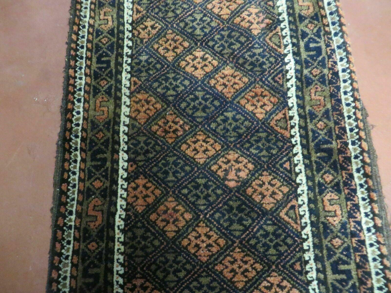 2' X 3' Antique Handmade Pakistani Bokhara Turkoman Balouchi Wool Rug Mat Nice - Image 4