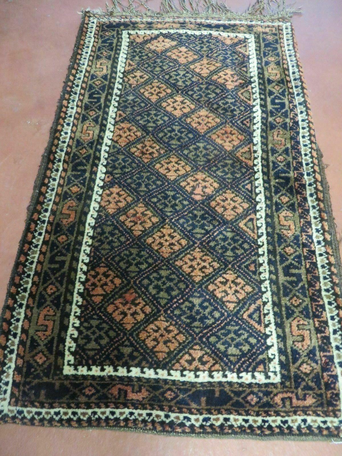2' X 3' Antique Handmade Pakistani Bokhara Turkoman Balouchi Wool Rug Mat Nice - Image 6