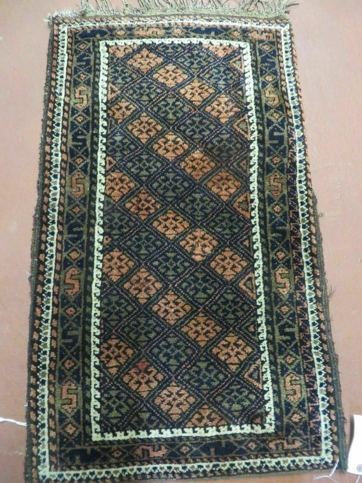 2' X 3' Antique Handmade Pakistani Bokhara Turkoman Balouchi Wool Rug Mat Nice - Image 8