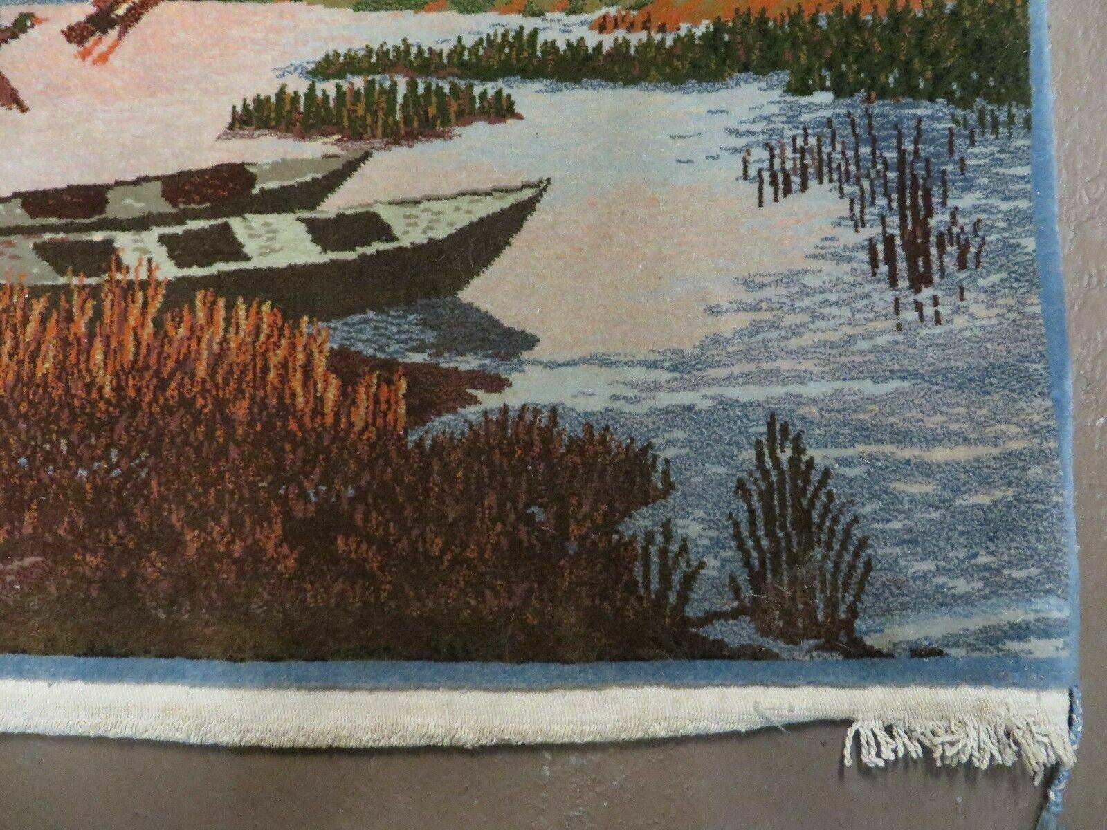 2' X 3' Vintage Handmade Pakistan Pictorial Rug Carpet Scenery Bird Tree Wow - Image 9