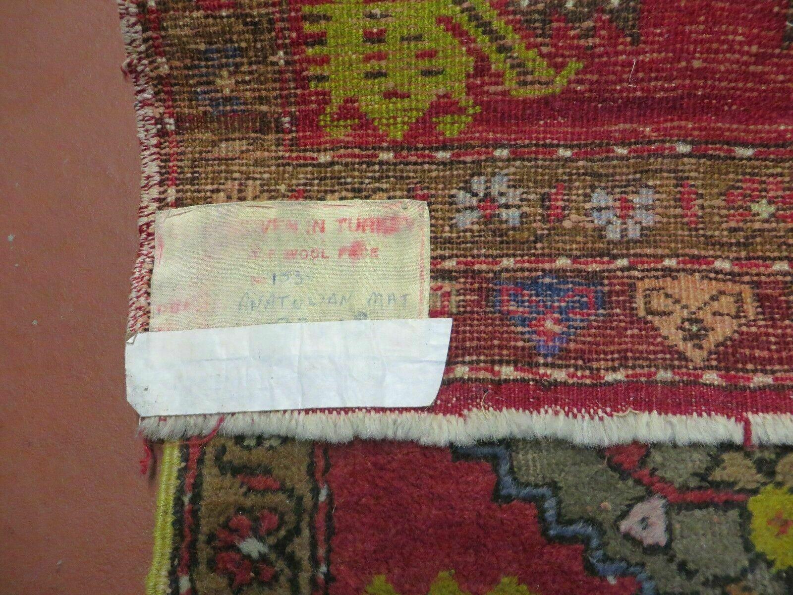 20" X 38" Antique Handmade Turkish Oushak Oshak Yastik Wool Rug Mat Turkey Nice - Image 10