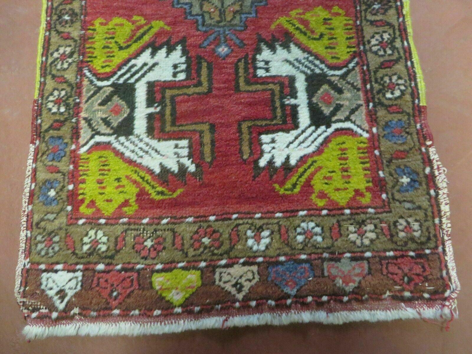 20" X 38" Antique Handmade Turkish Oushak Oshak Yastik Wool Rug Mat Turkey Nice - Image 11