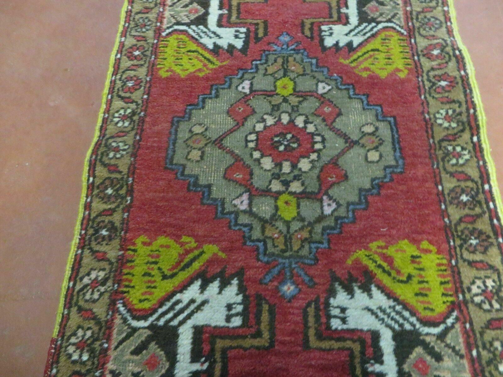 20" X 38" Antique Handmade Turkish Oushak Oshak Yastik Wool Rug Mat Turkey Nice - Image 12