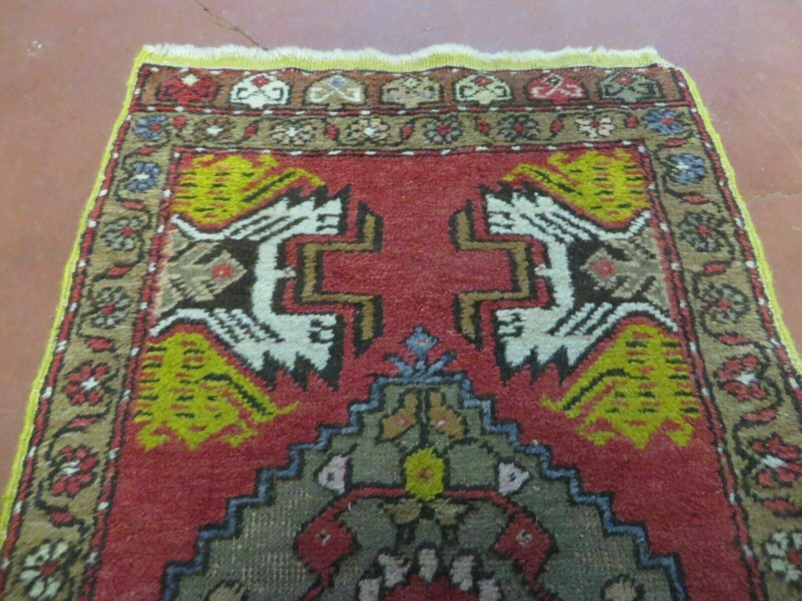20" X 38" Antique Handmade Turkish Oushak Oshak Yastik Wool Rug Mat Turkey Nice - Image 3