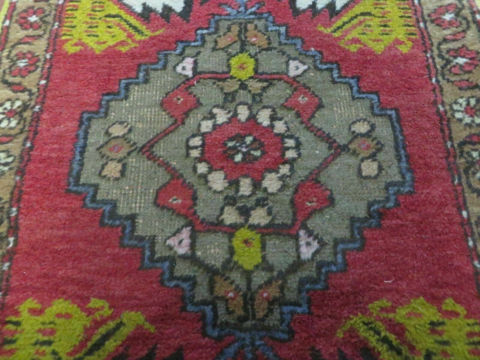 20" X 38" Antique Handmade Turkish Oushak Oshak Yastik Wool Rug Mat Turkey Nice - Image 4