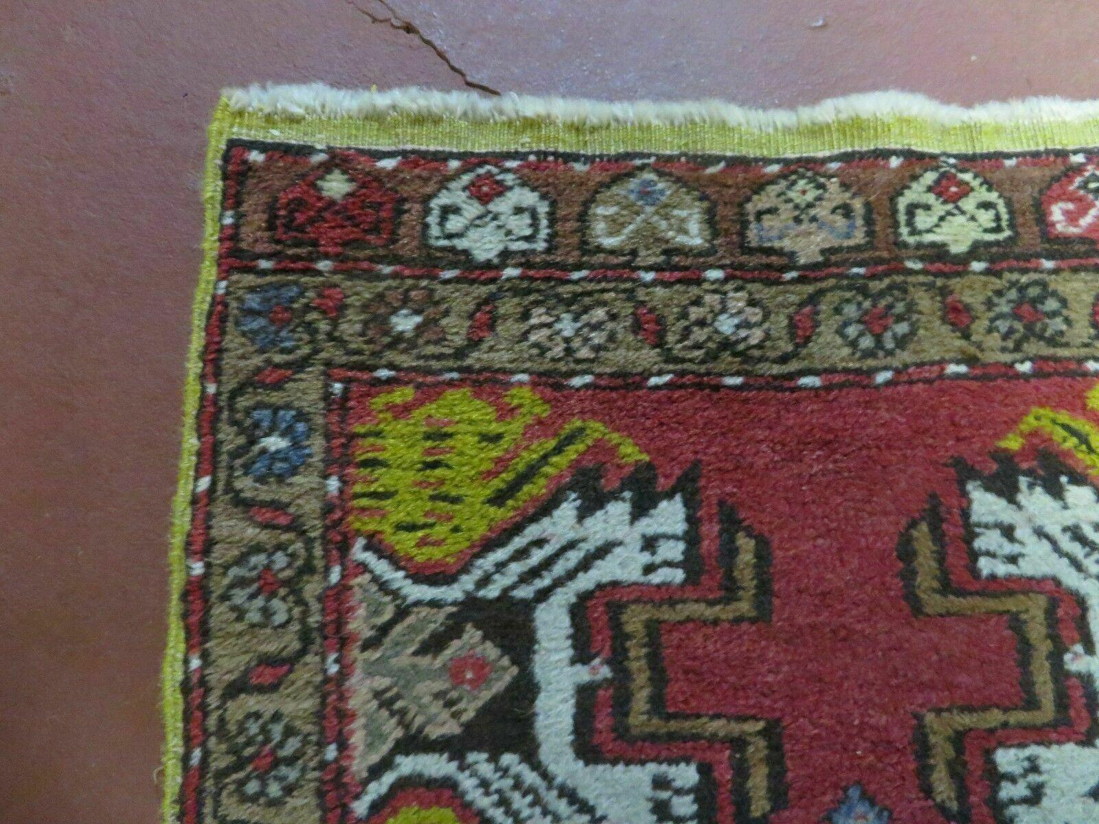 20" X 38" Antique Handmade Turkish Oushak Oshak Yastik Wool Rug Mat Turkey Nice - Image 6