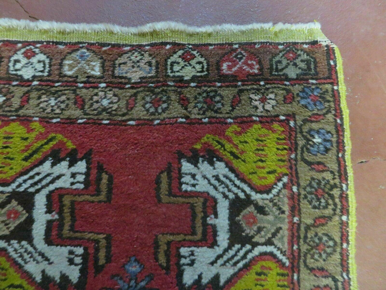 20" X 38" Antique Handmade Turkish Oushak Oshak Yastik Wool Rug Mat Turkey Nice - Image 7