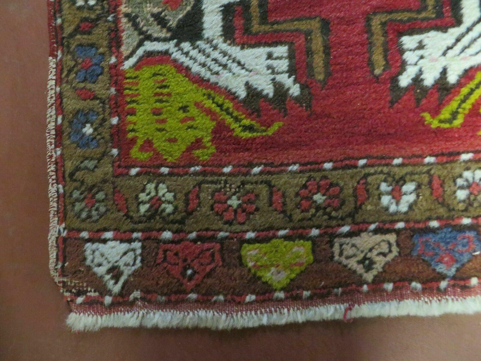 20" X 38" Antique Handmade Turkish Oushak Oshak Yastik Wool Rug Mat Turkey Nice - Image 8