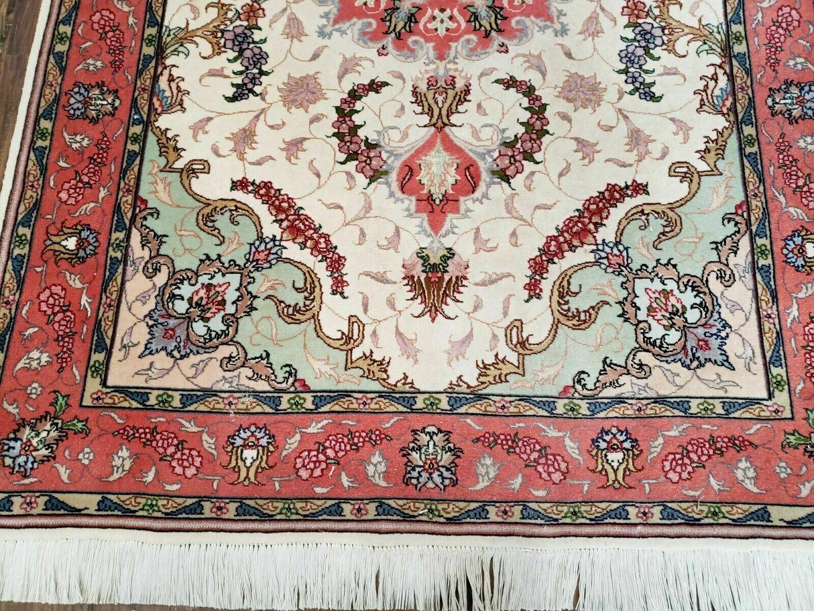 3' 4" X 5' Vintage Handmade Ultra Fine Floral Oriental Turkish Rug Carpet Wow - Image 5