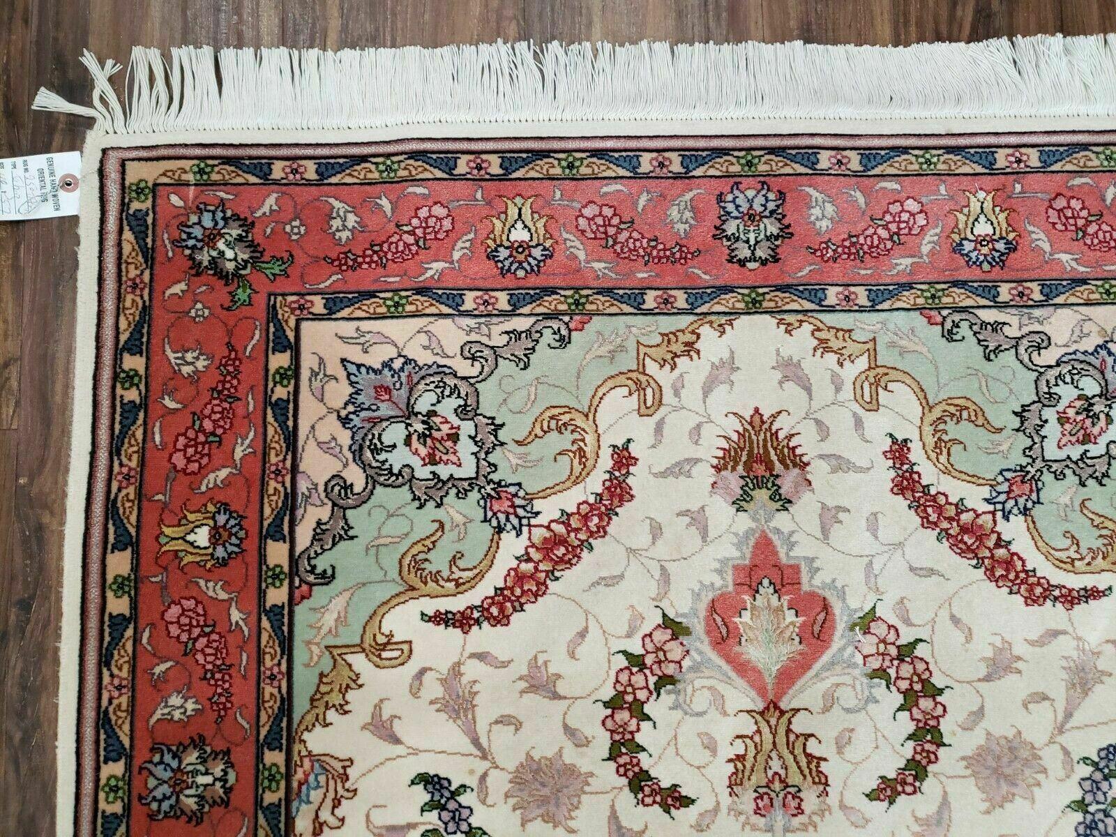 3' 4" X 5' Vintage Handmade Ultra Fine Floral Oriental Turkish Rug Carpet Wow - Image 6