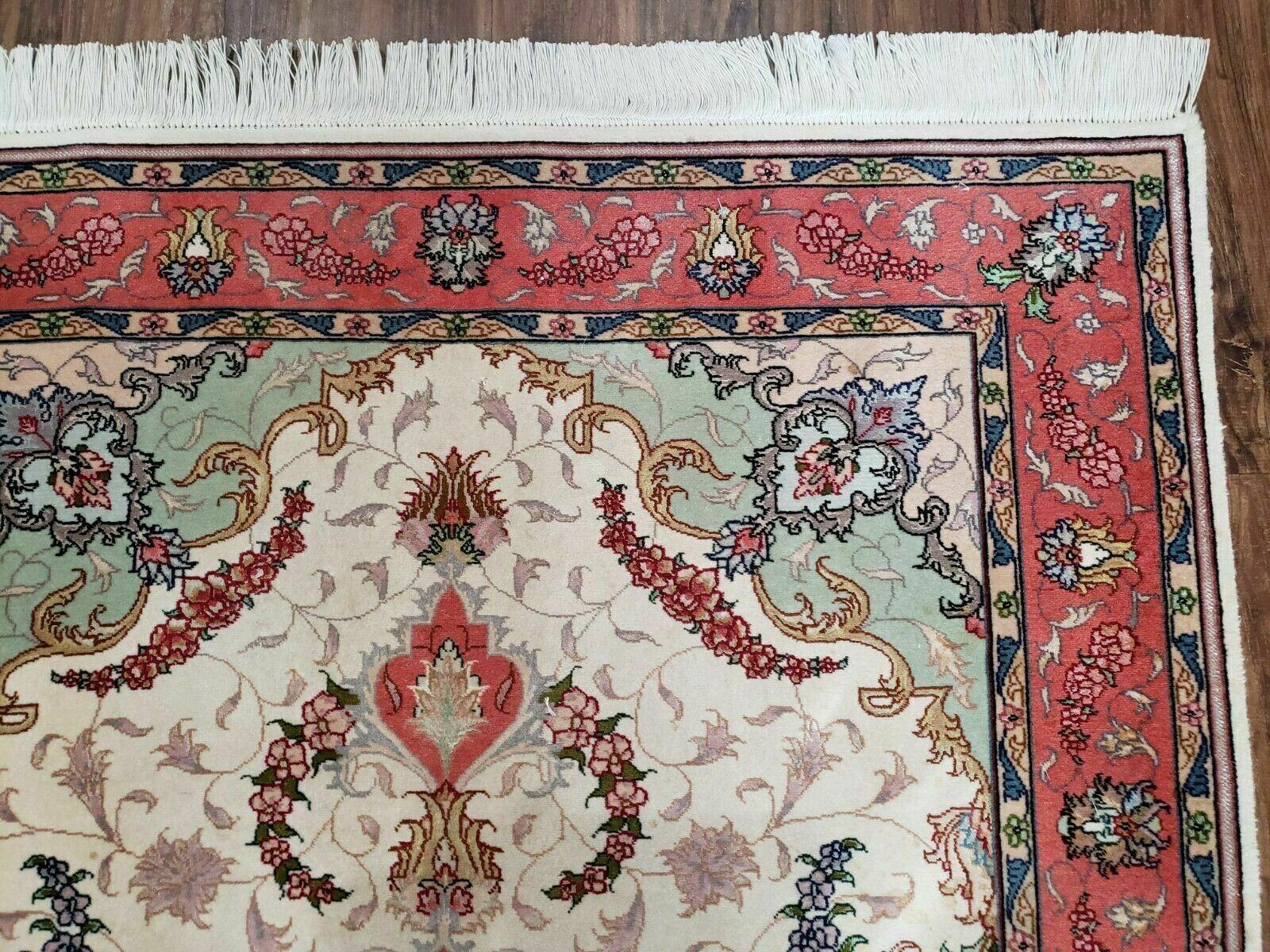 3' 4" X 5' Vintage Handmade Ultra Fine Floral Oriental Turkish Rug Carpet Wow - Image 7