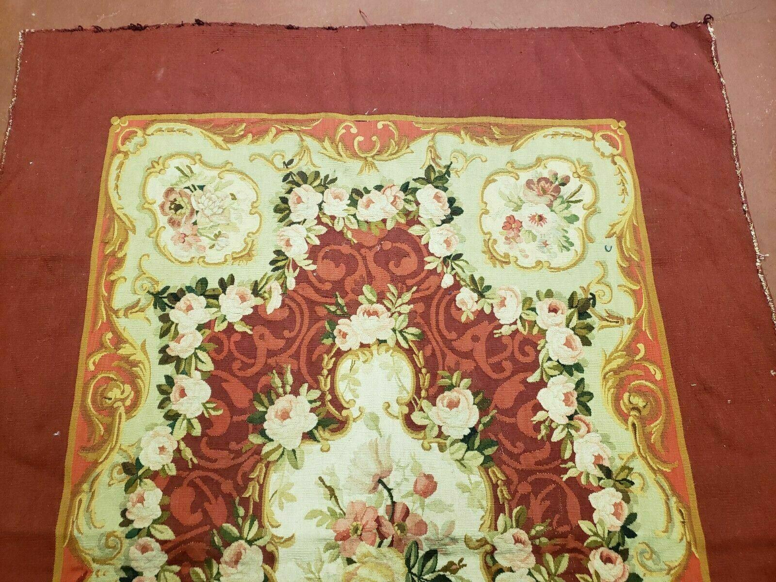 3' X 5' Antique Handmade French Aubusson Weave Savonnerie Needlepoint Rug Nice - Image 2