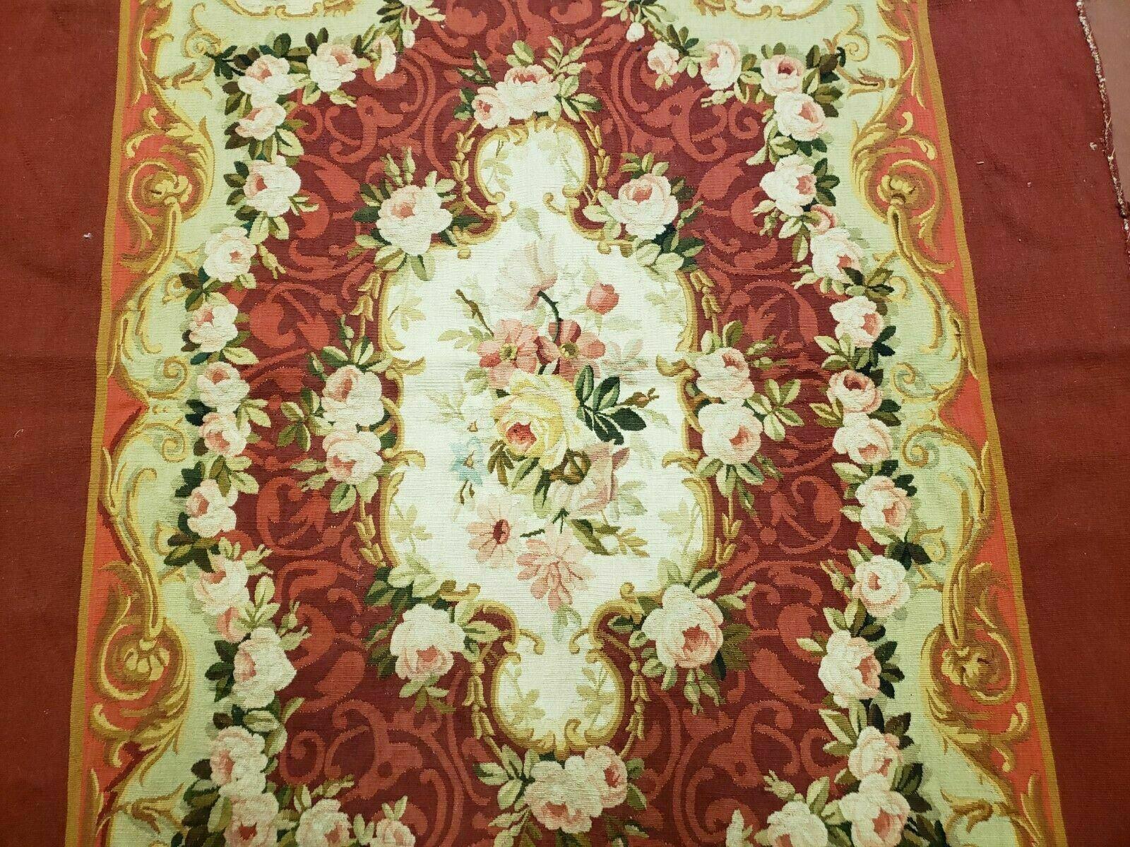3' X 5' Antique Handmade French Aubusson Weave Savonnerie Needlepoint Rug Nice - Image 3