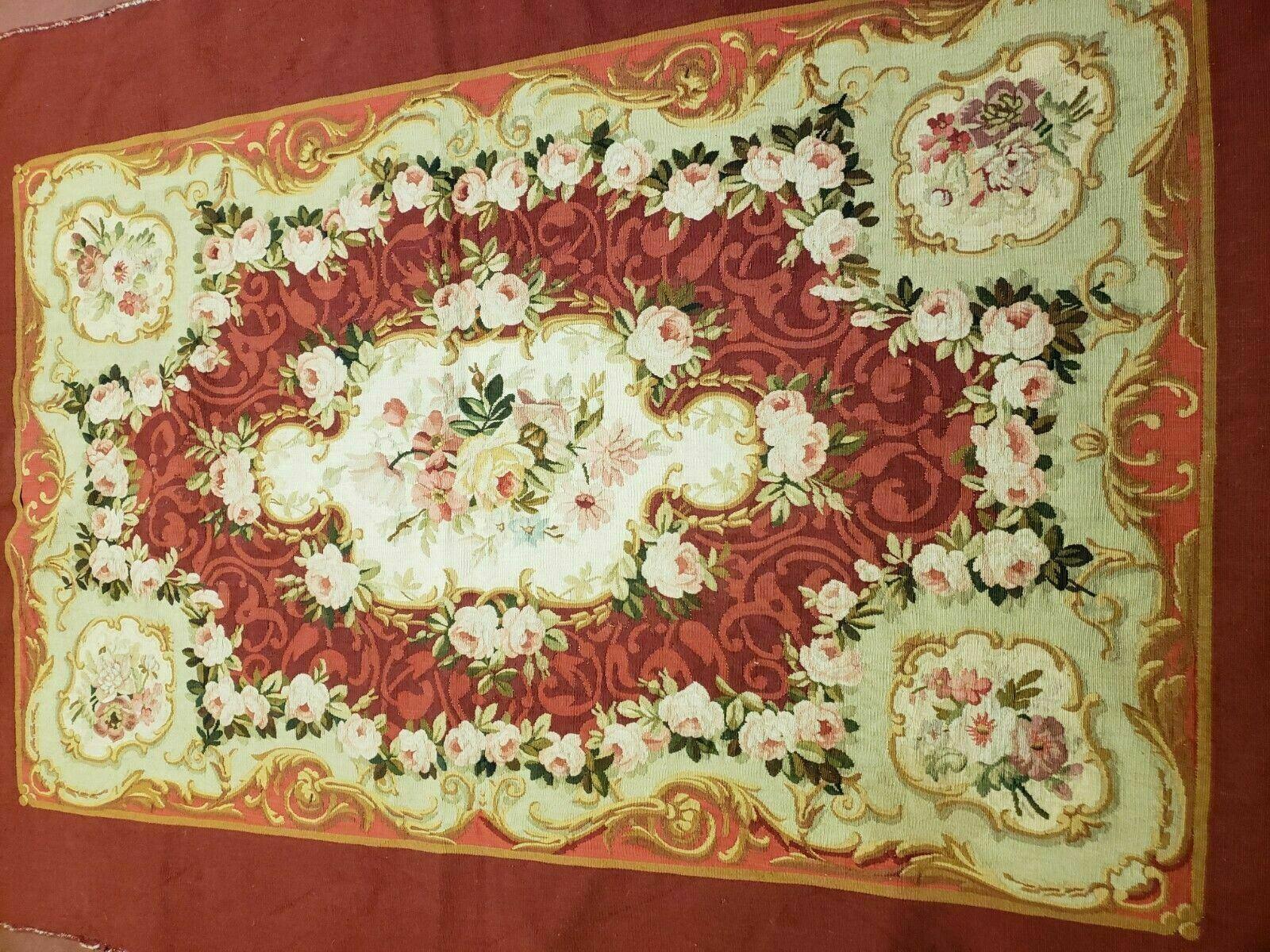 3' X 5' Antique Handmade French Aubusson Weave Savonnerie Needlepoint Rug Nice - Image 4
