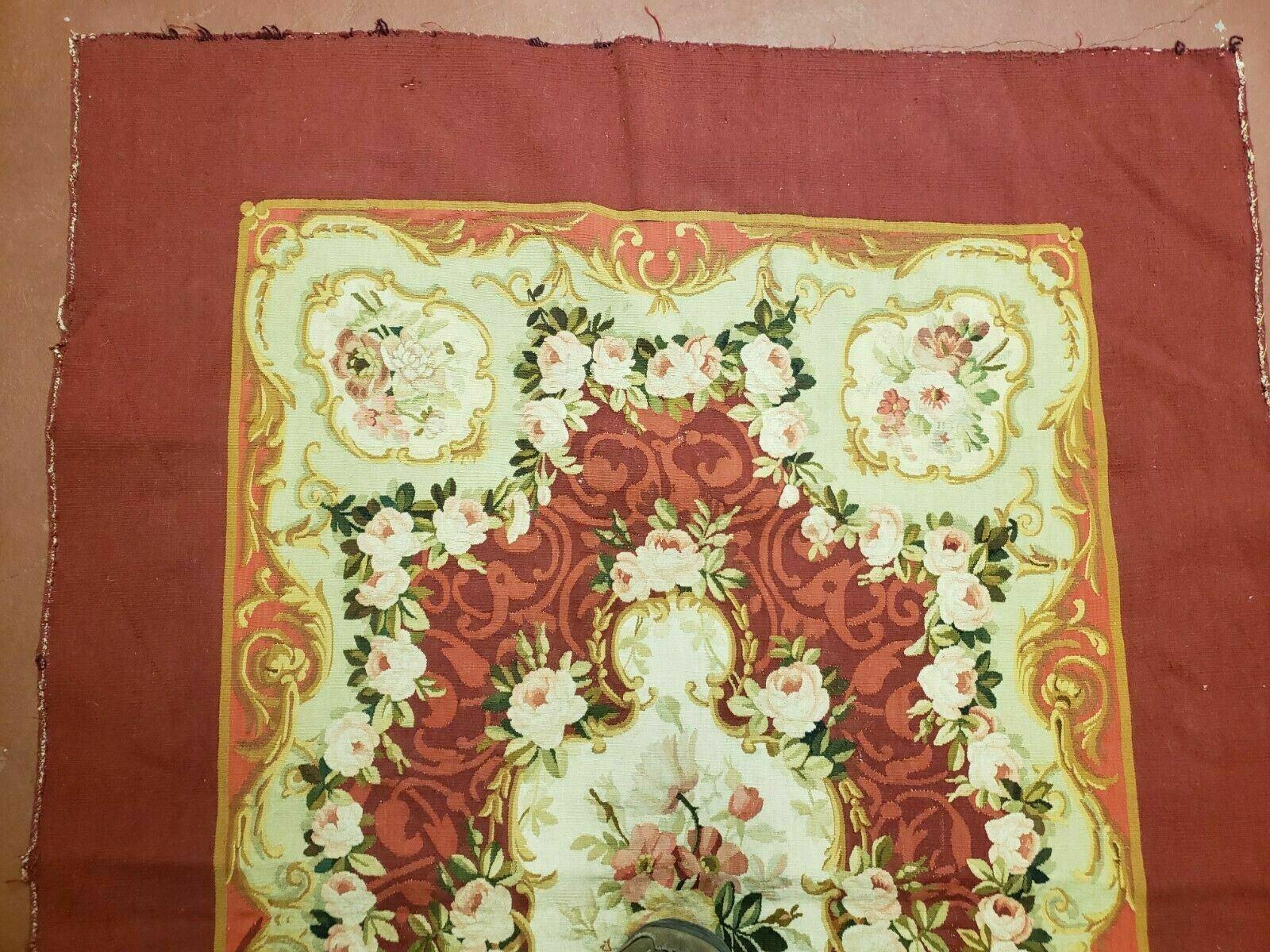 3' X 5' Antique Handmade French Aubusson Weave Savonnerie Needlepoint Rug Nice - Image 7
