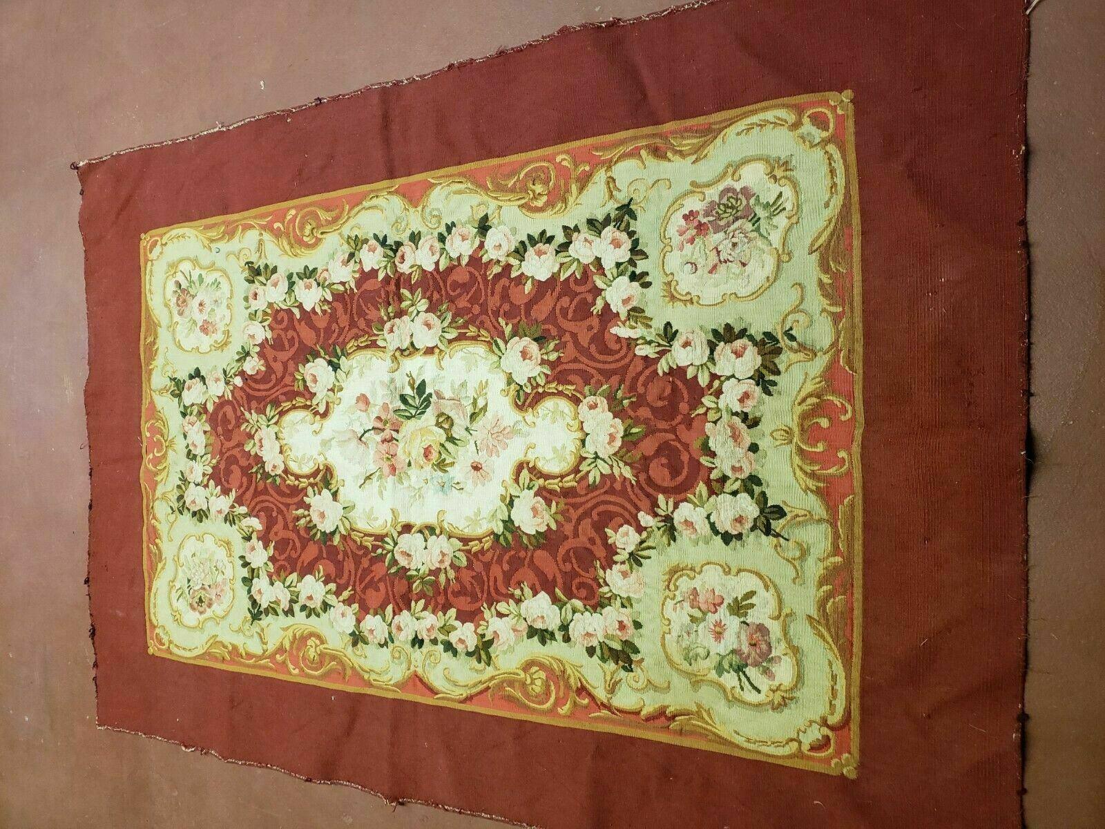 3' X 5' Antique Handmade French Aubusson Weave Savonnerie Needlepoint Rug Nice - Image 9