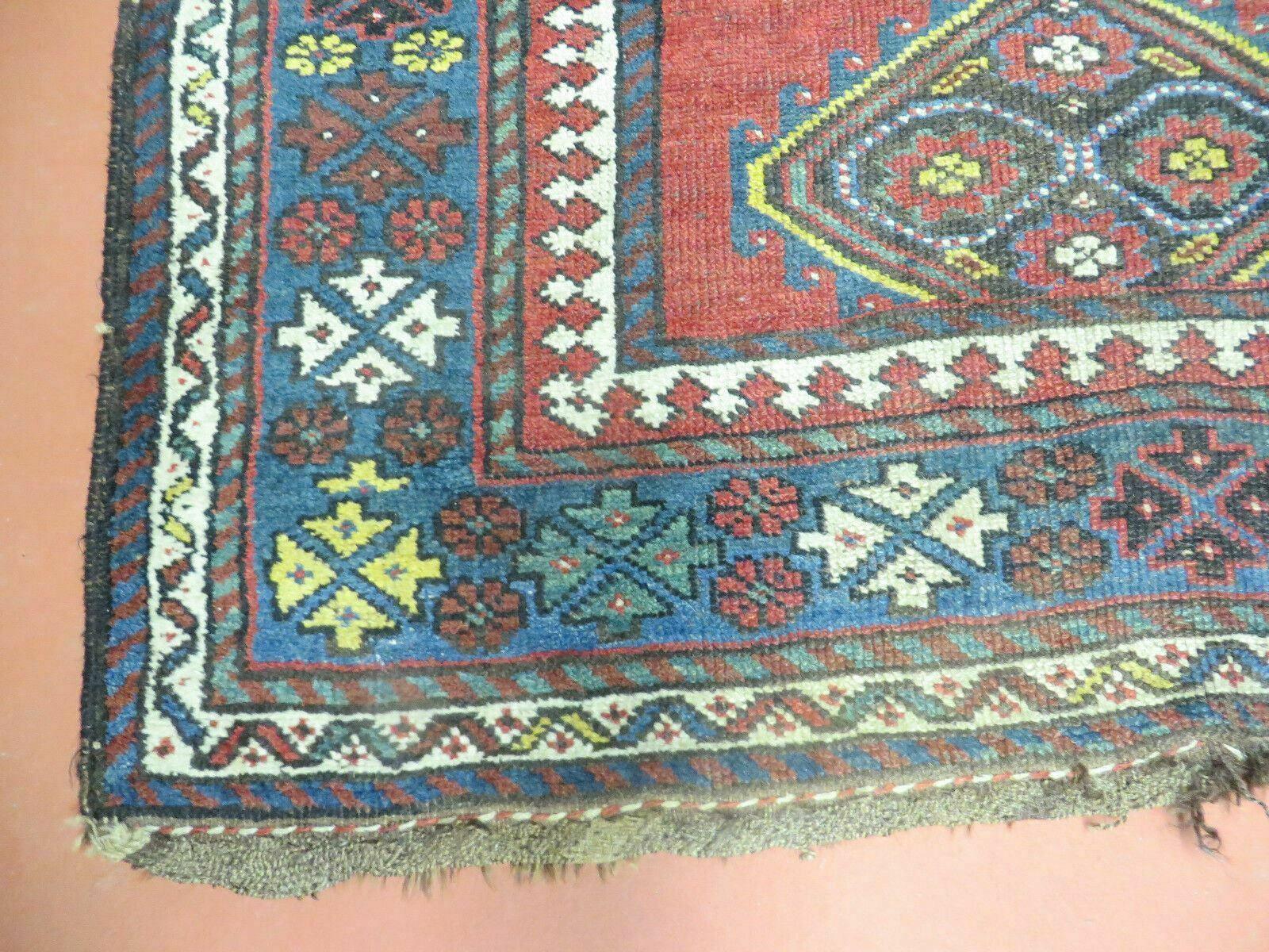 3' X 6' Antique 1920s Handmade Caucasian Karabagh Ganjeh Talesh Wool Rug Nice - Image 8