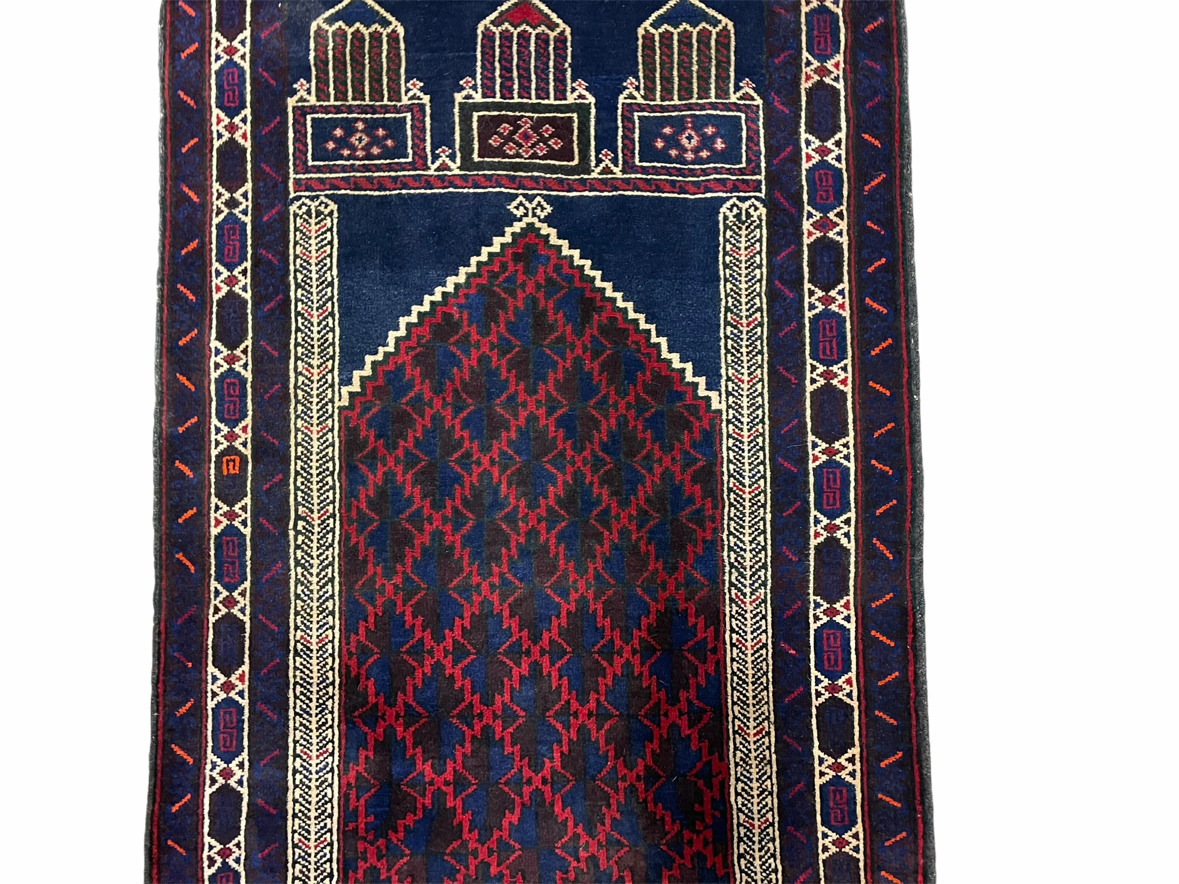 3x5 Vintage Handmade Tribal Wool Rug Balouchi Prayer Rug Afghan Rug Red Blue Wow - Image 4