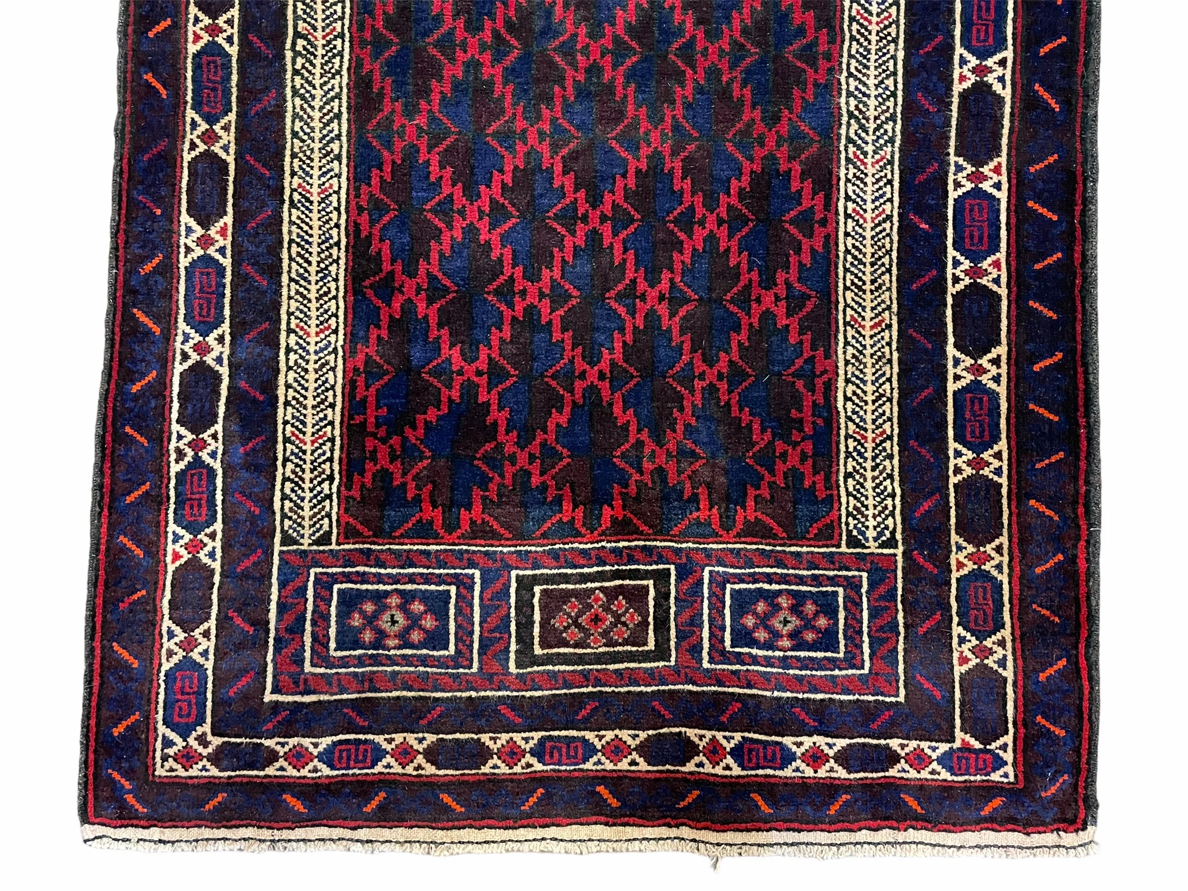 3x5 Vintage Handmade Tribal Wool Rug Balouchi Prayer Rug Afghan Rug Red Blue Wow - Image 5