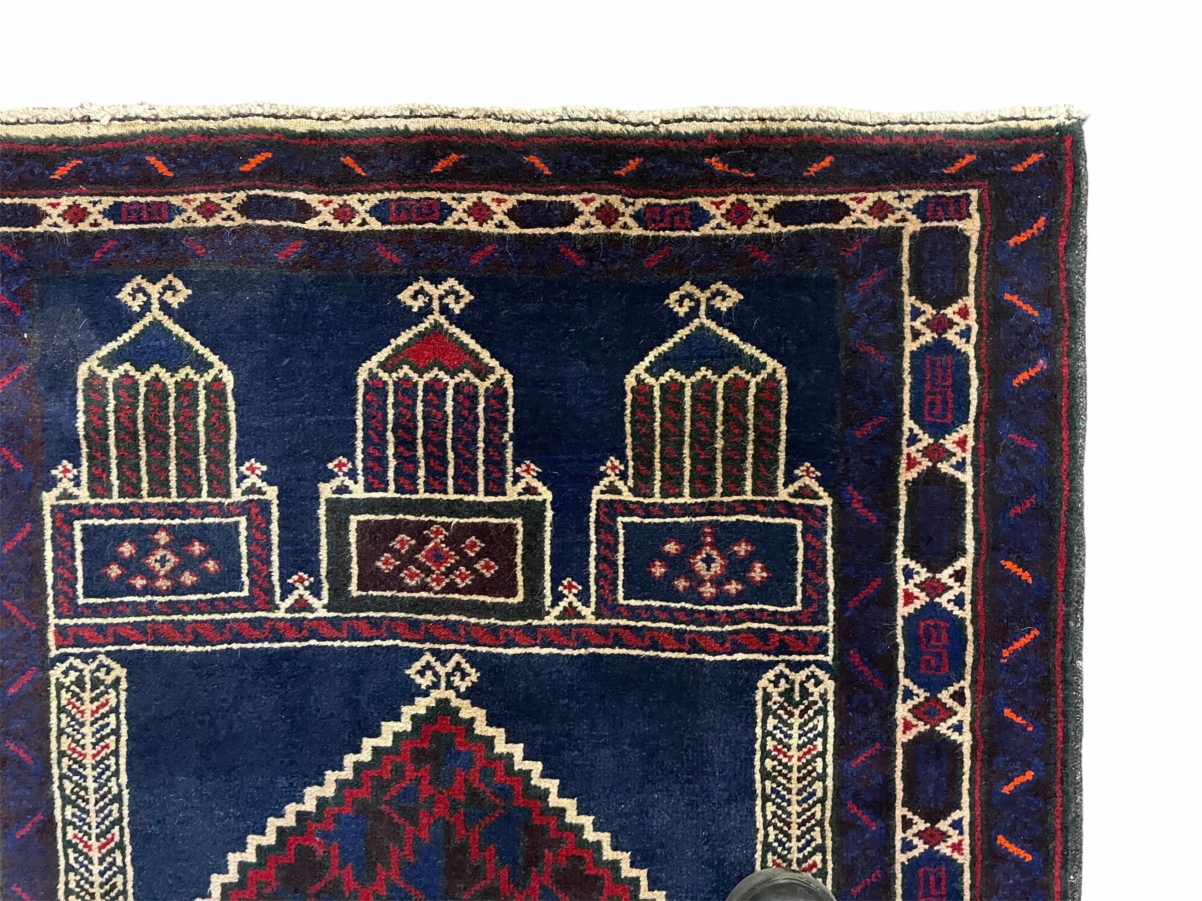 3x5 Vintage Handmade Tribal Wool Rug Balouchi Prayer Rug Afghan Rug Red Blue Wow - Image 7