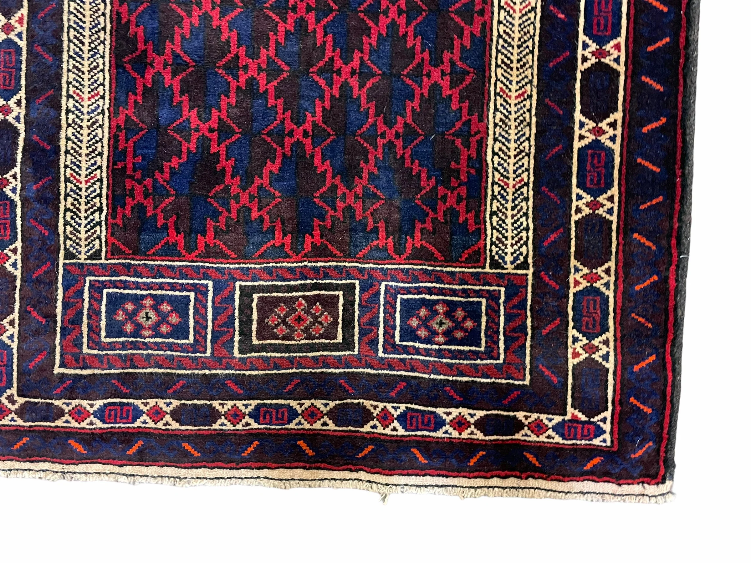 3x5 Vintage Handmade Tribal Wool Rug Balouchi Prayer Rug Afghan Rug Red Blue Wow - Image 9