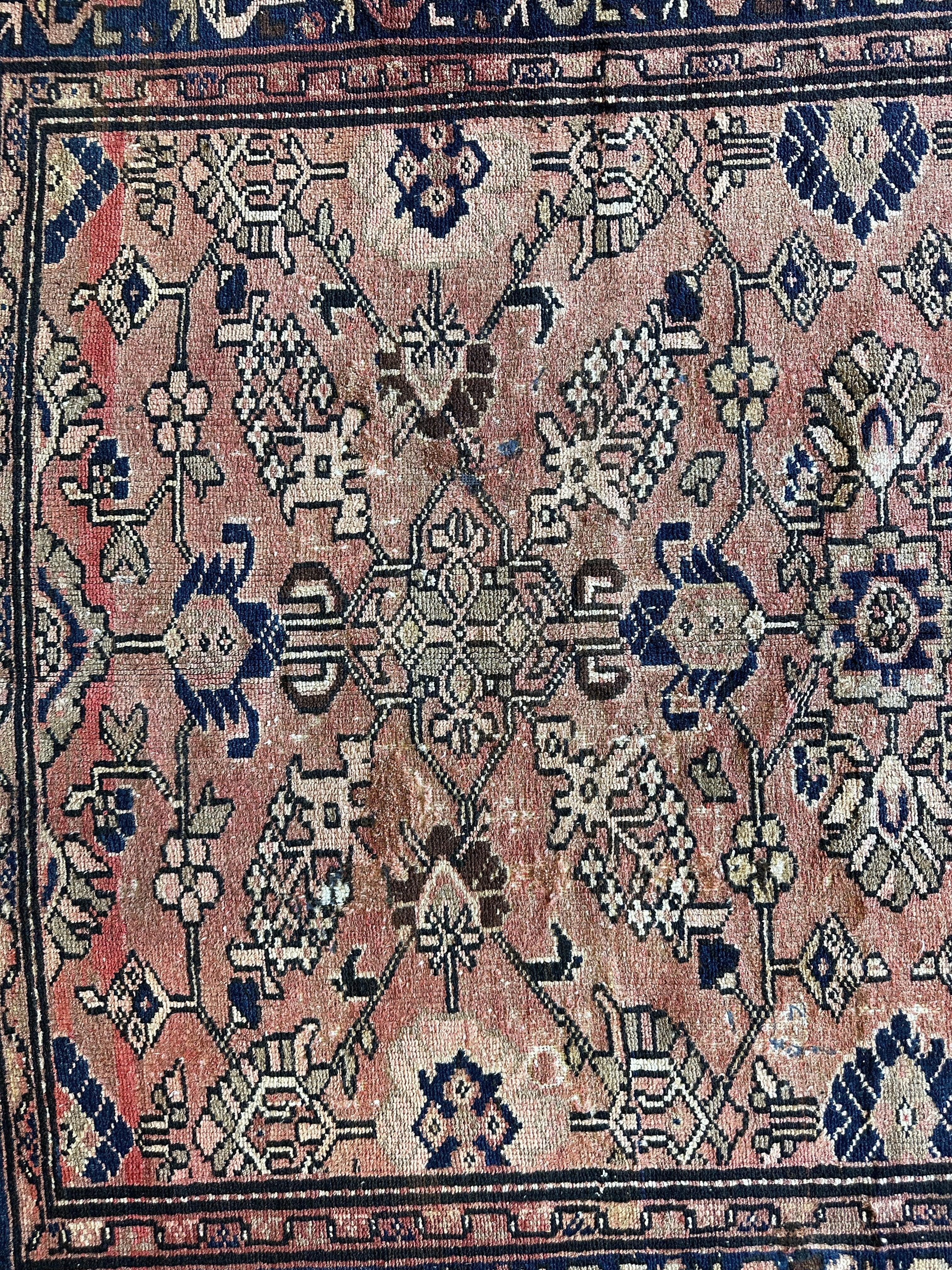 4' 4 x 9' 3 Hand Knotted Ultra Vintage Persian Wool Runner Rug - Image 10