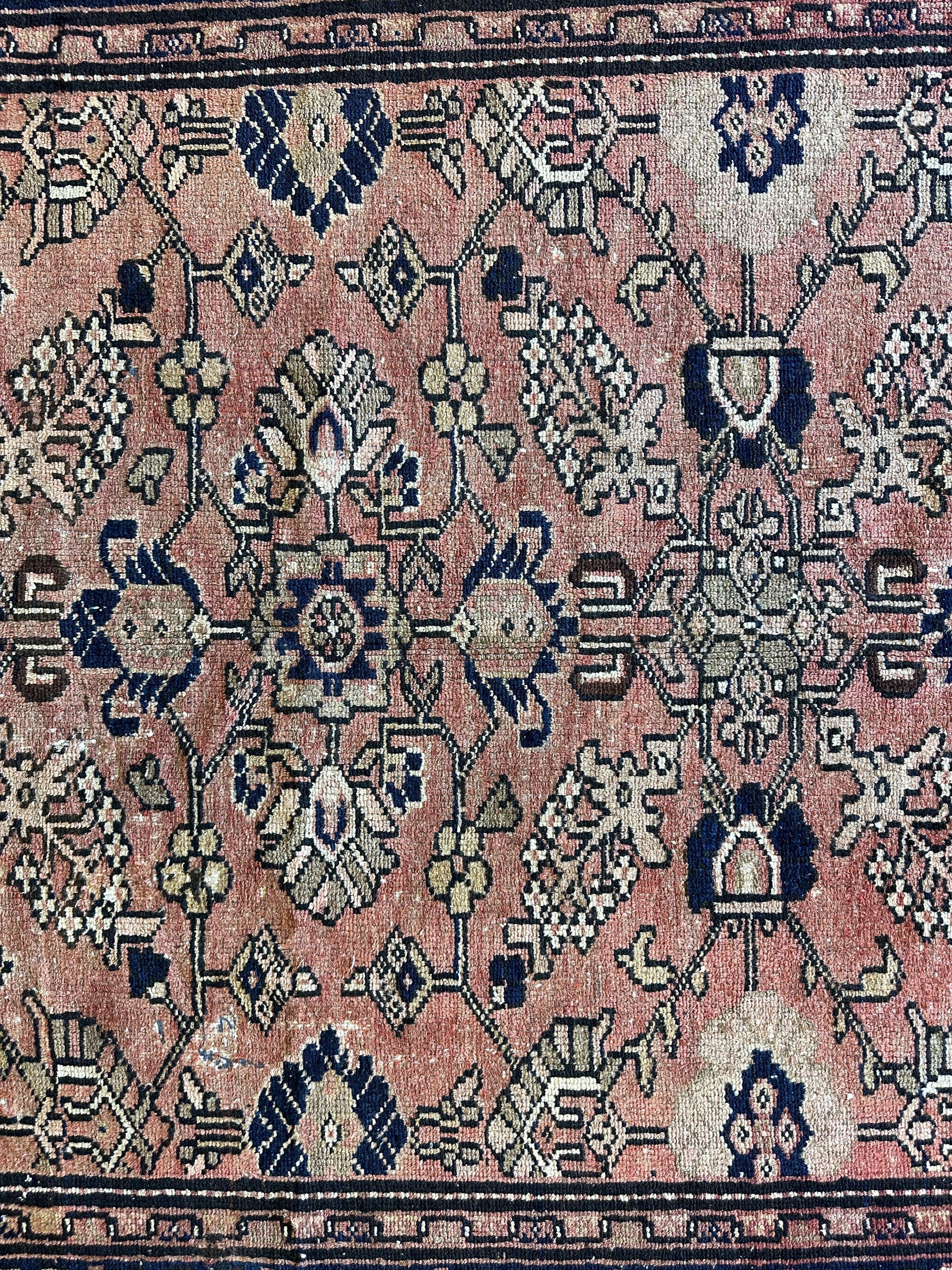 4' 4 x 9' 3 Hand Knotted Ultra Vintage Persian Wool Runner Rug - Image 11