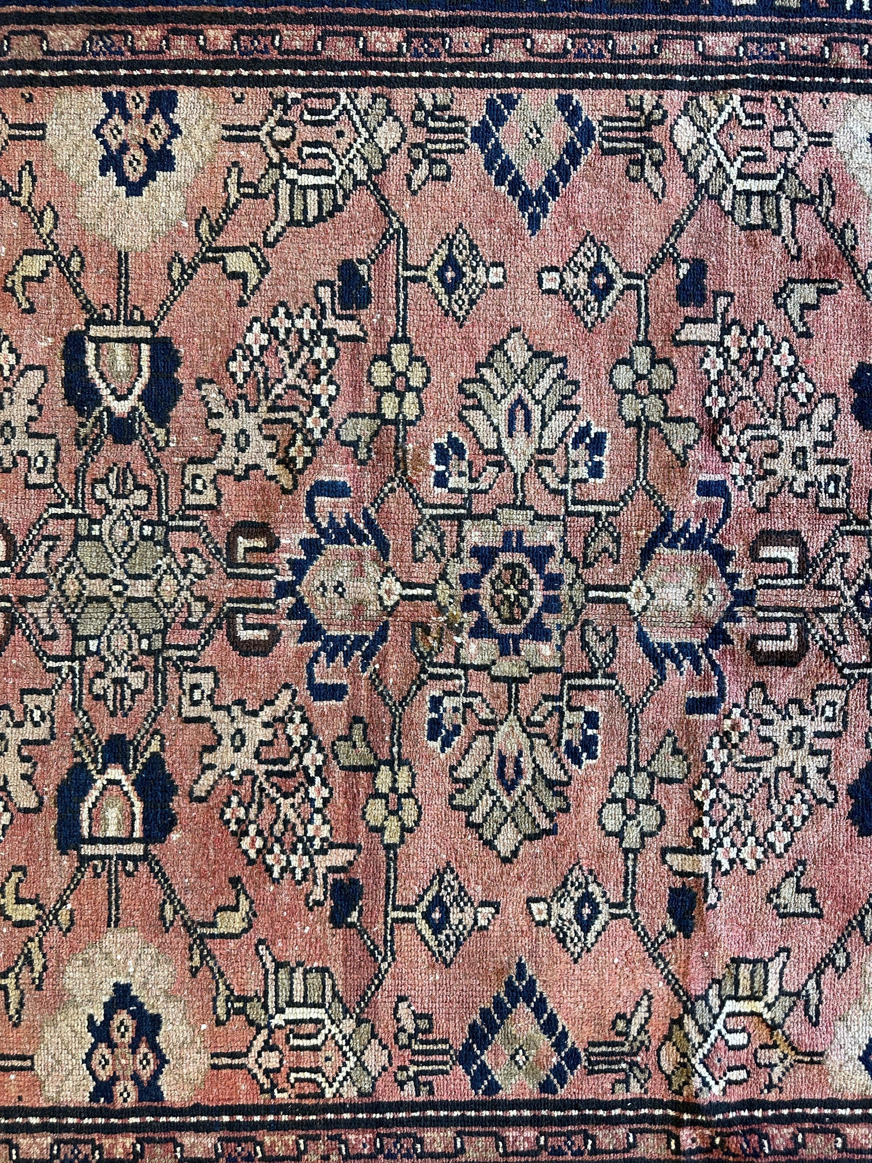 4' 4 x 9' 3 Hand Knotted Ultra Vintage Persian Wool Runner Rug - Image 12