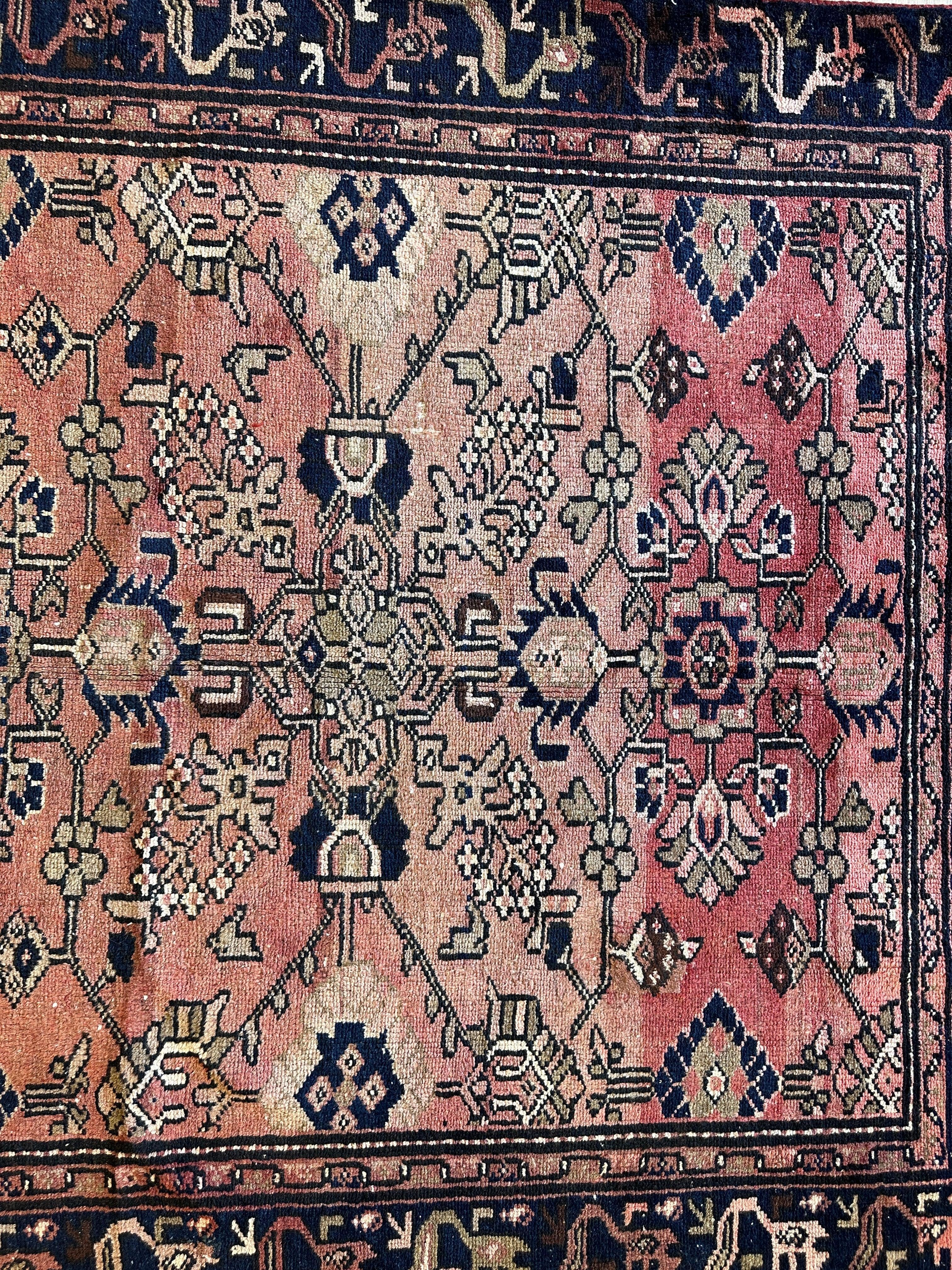 4' 4 x 9' 3 Hand Knotted Ultra Vintage Persian Wool Runner Rug - Image 13