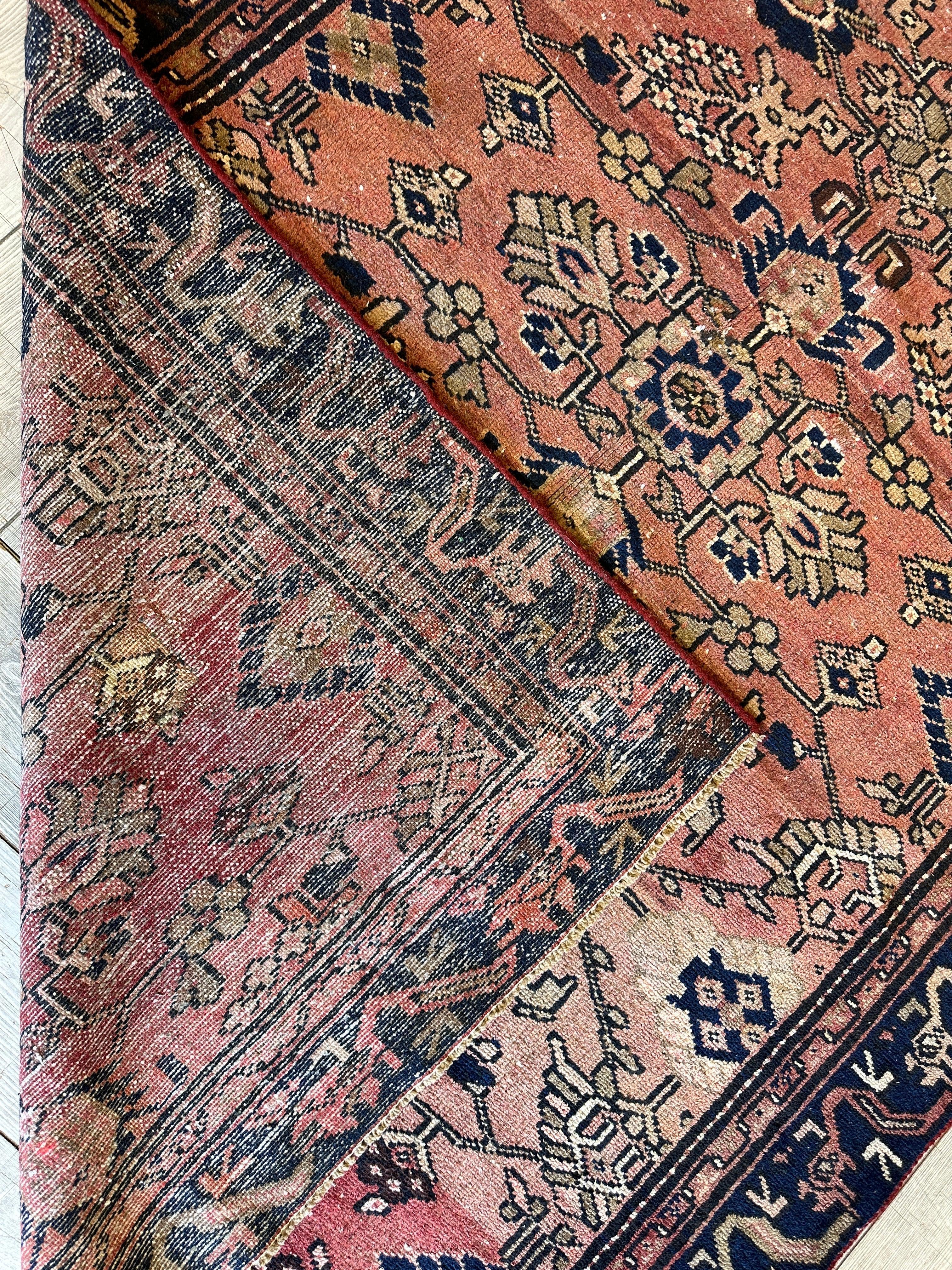 4' 4 x 9' 3 Hand Knotted Ultra Vintage Persian Wool Runner Rug - Image 14