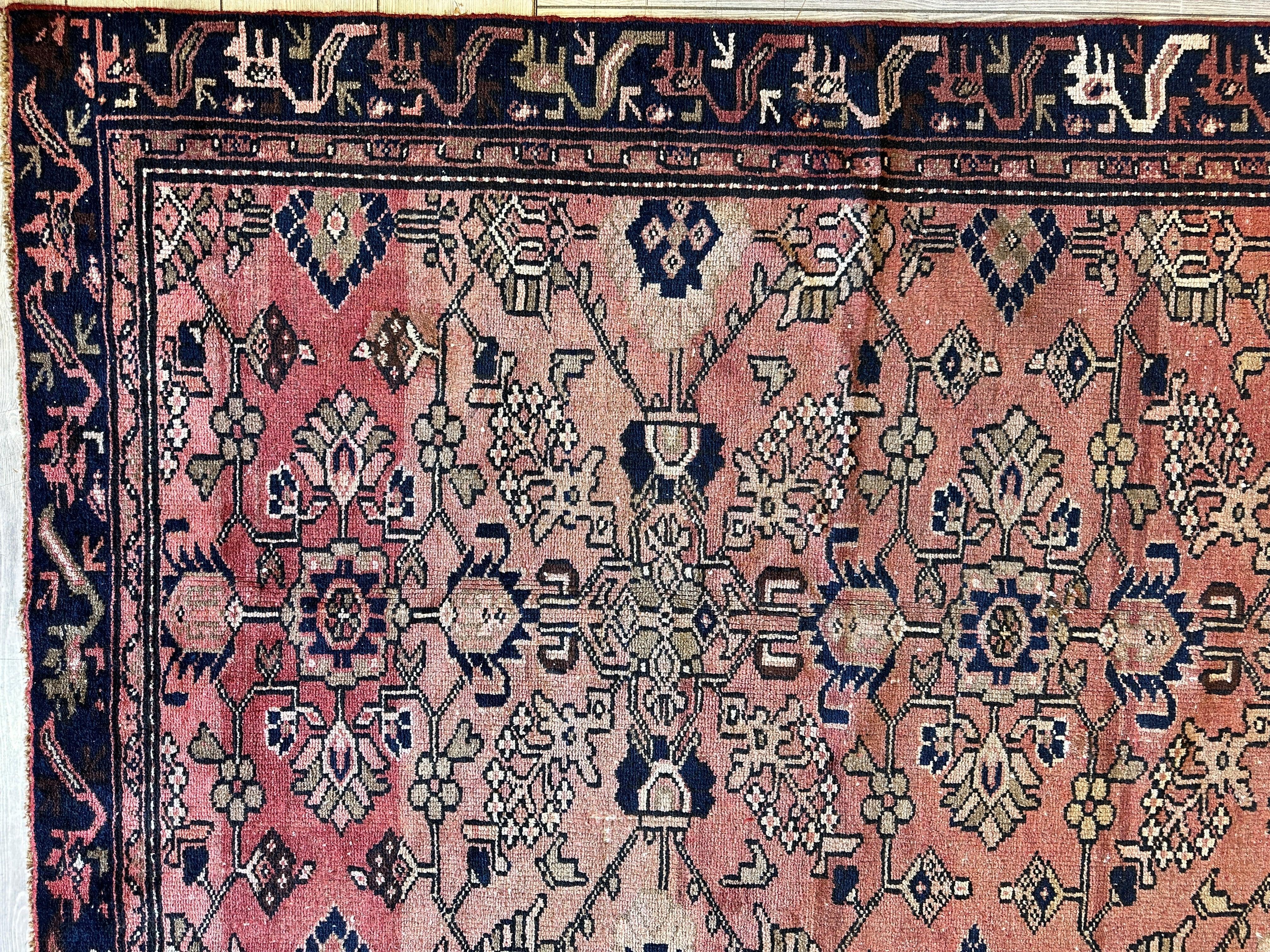 4' 4 x 9' 3 Hand Knotted Ultra Vintage Persian Wool Runner Rug - Image 6