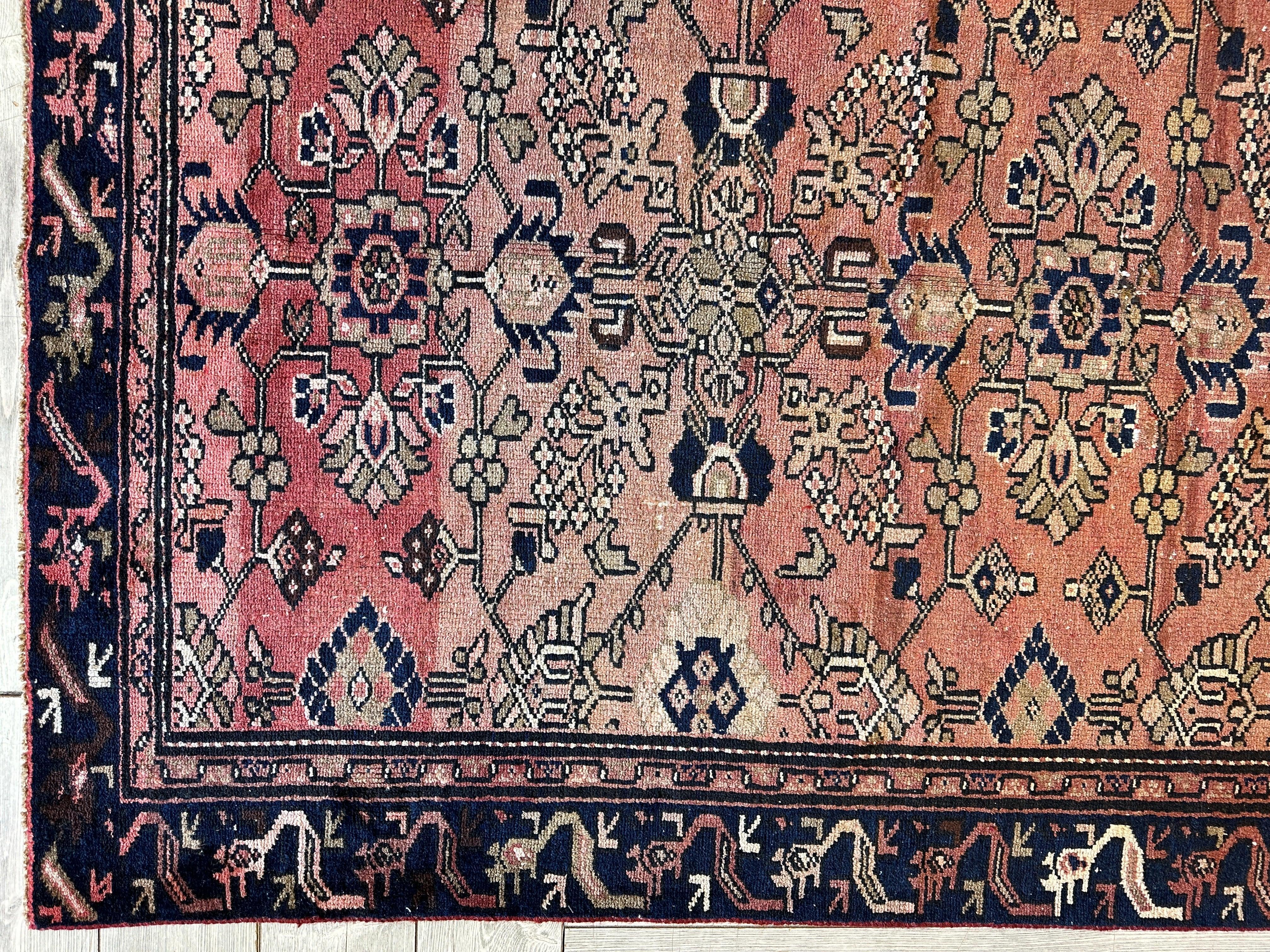 4' 4 x 9' 3 Hand Knotted Ultra Vintage Persian Wool Runner Rug - Image 7