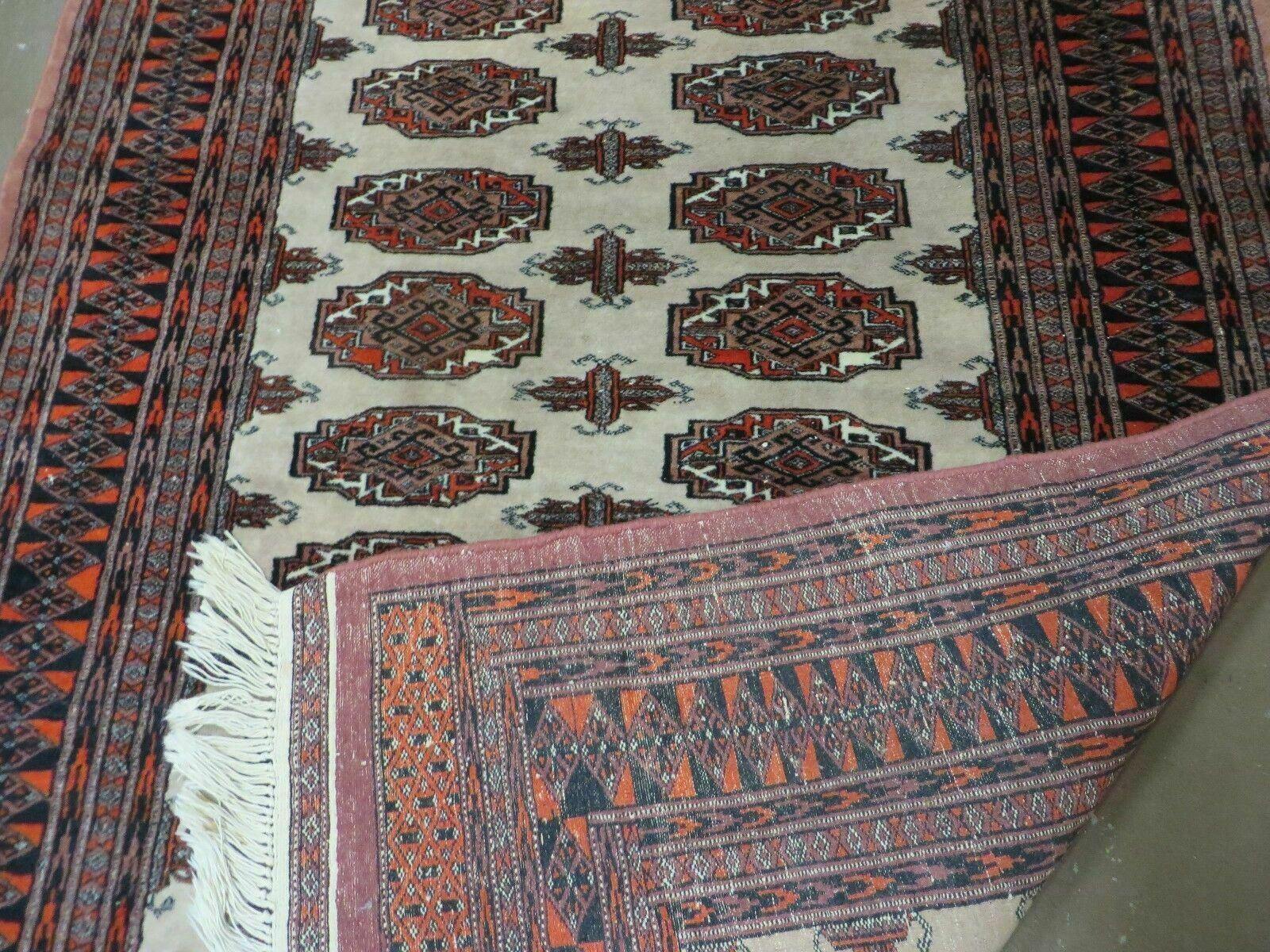4' X 6' Vintage Handmade Bokhara Turkoman Pakistan Wool Rug Carpet Nice - Image 10