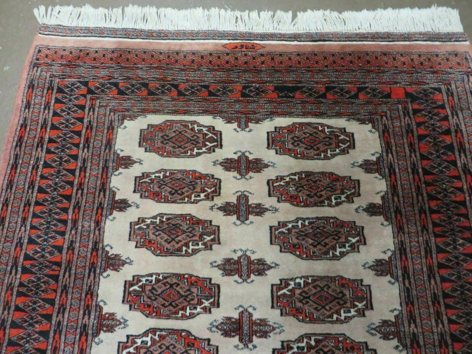 4' X 6' Vintage Handmade Bokhara Turkoman Pakistan Wool Rug Carpet Nice - Image 2