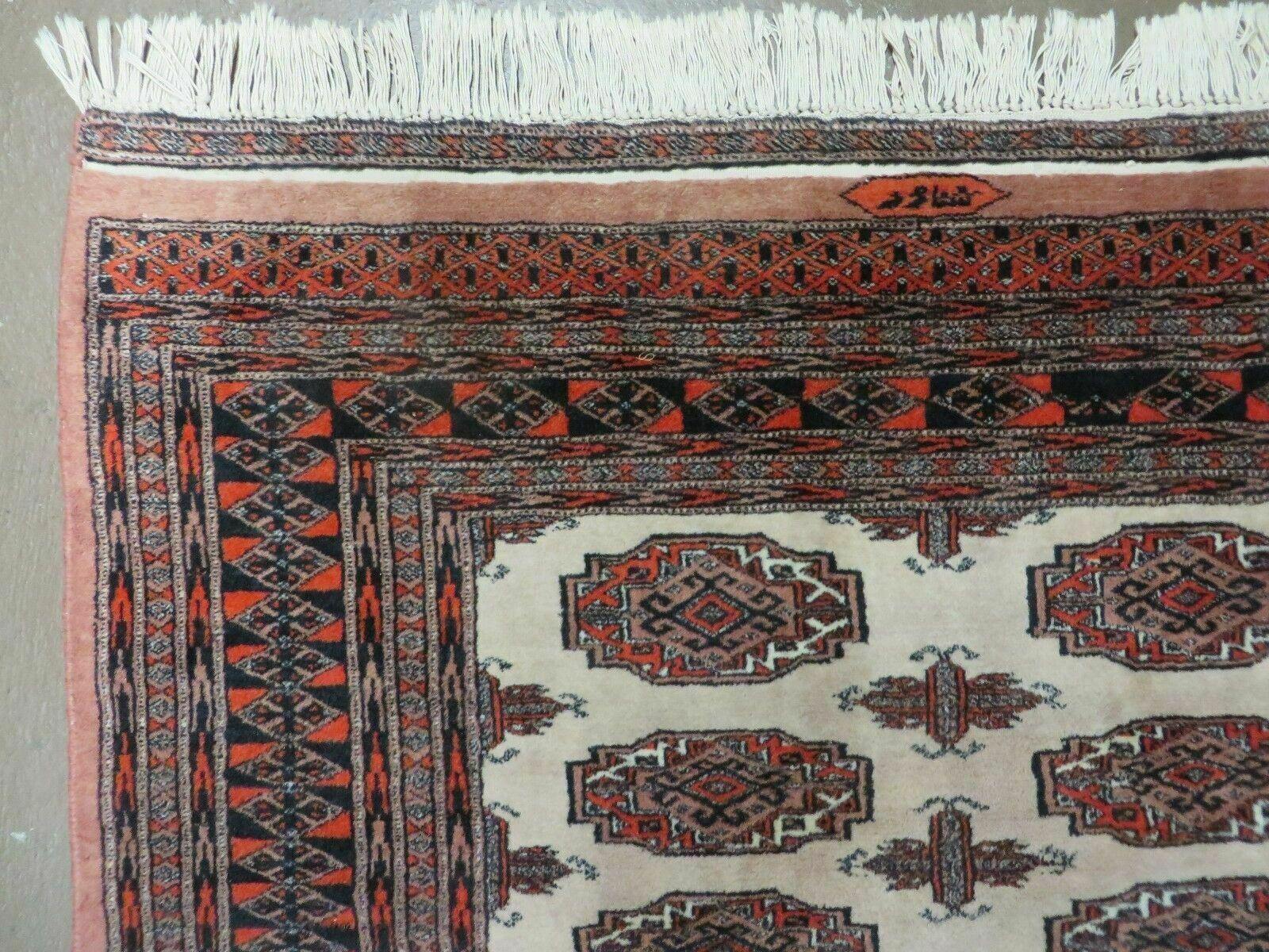 4' X 6' Vintage Handmade Bokhara Turkoman Pakistan Wool Rug Carpet Nice - Image 5