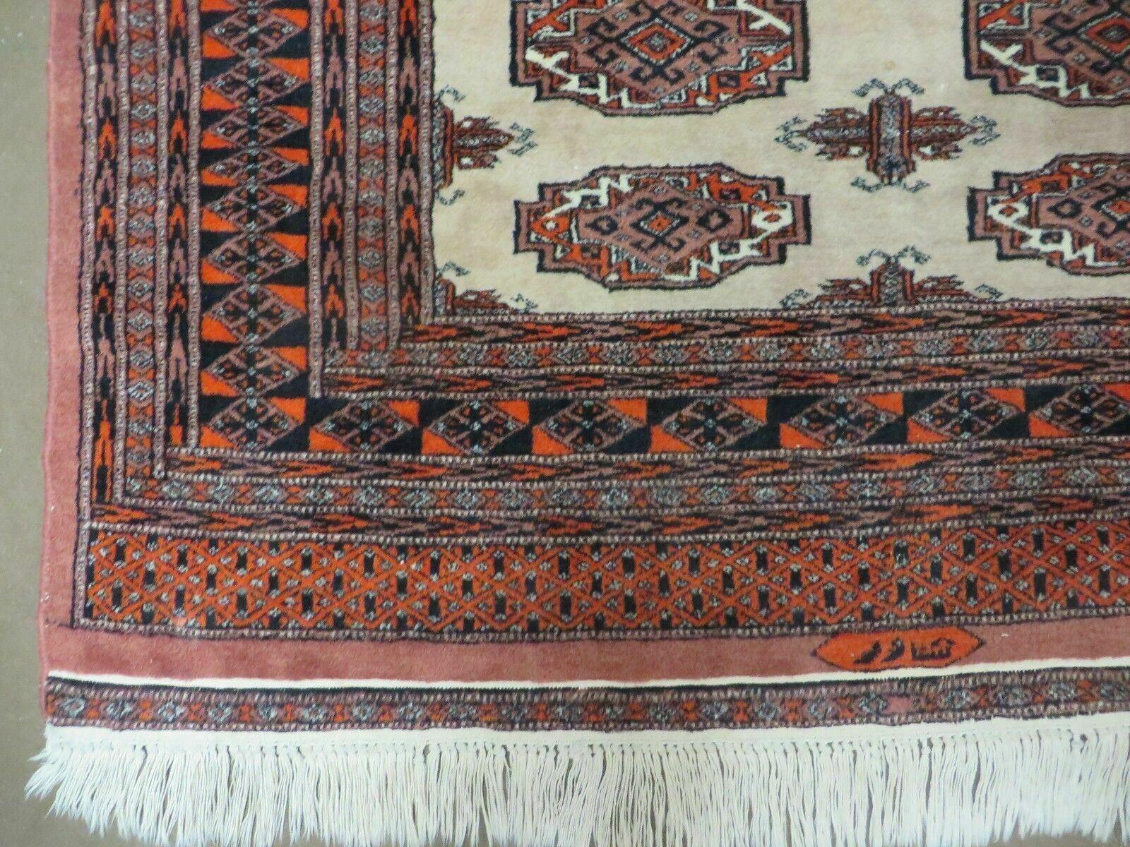 4' X 6' Vintage Handmade Bokhara Turkoman Pakistan Wool Rug Carpet Nice - Image 7
