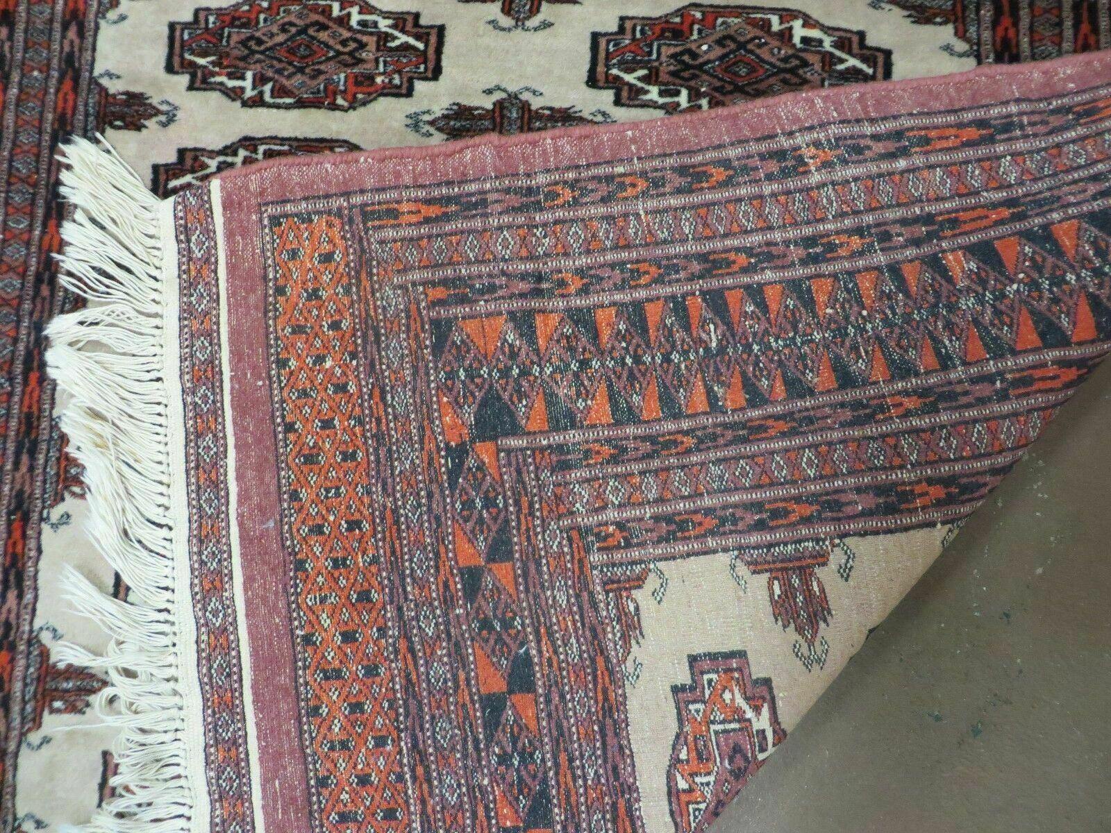 4' X 6' Vintage Handmade Bokhara Turkoman Pakistan Wool Rug Carpet Nice - Image 9