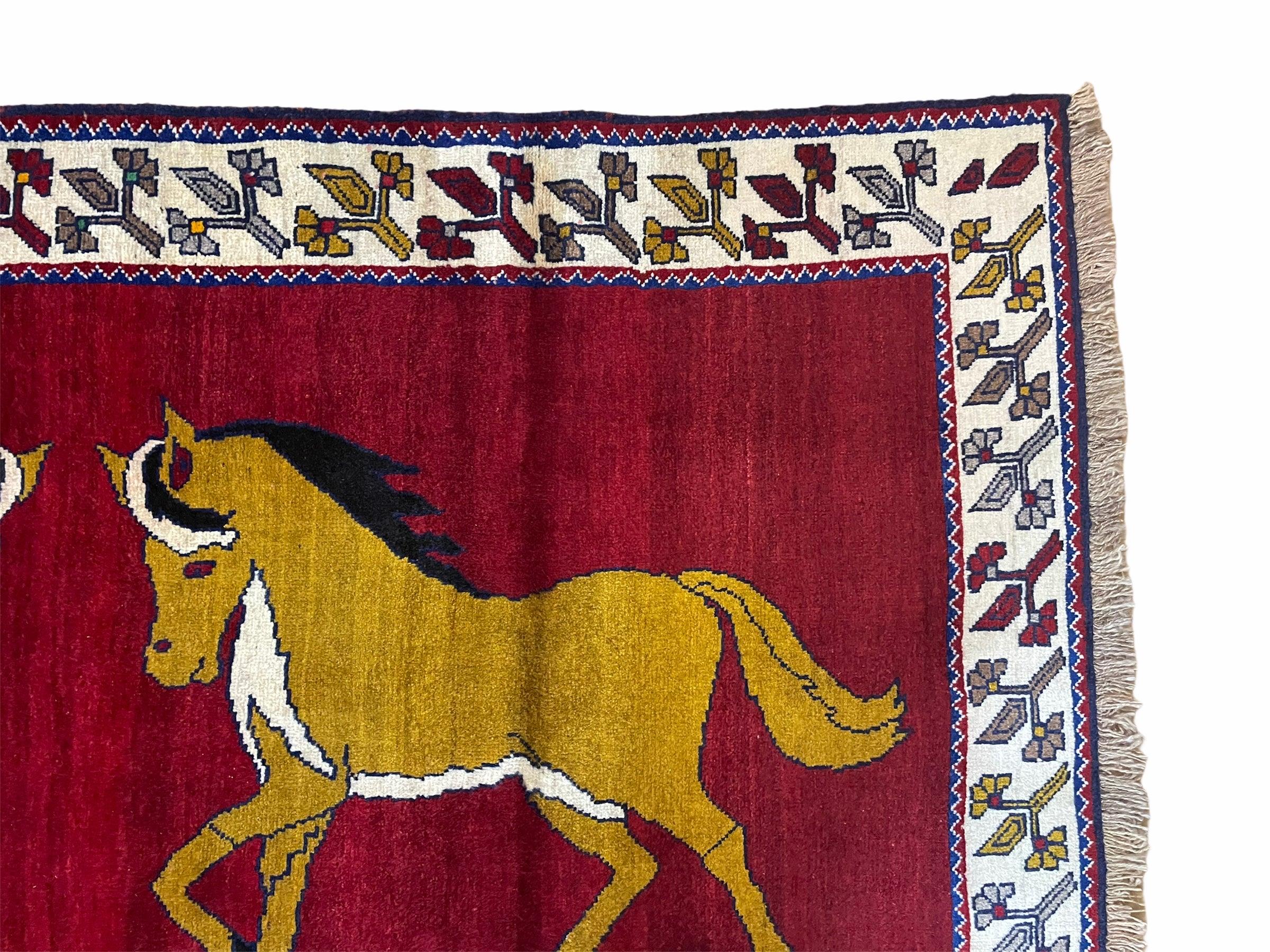 4 X 7 Handmade Hand-Knotted Quality Wool Rug Horses Zagros Red Mustard Gold New - Image 5