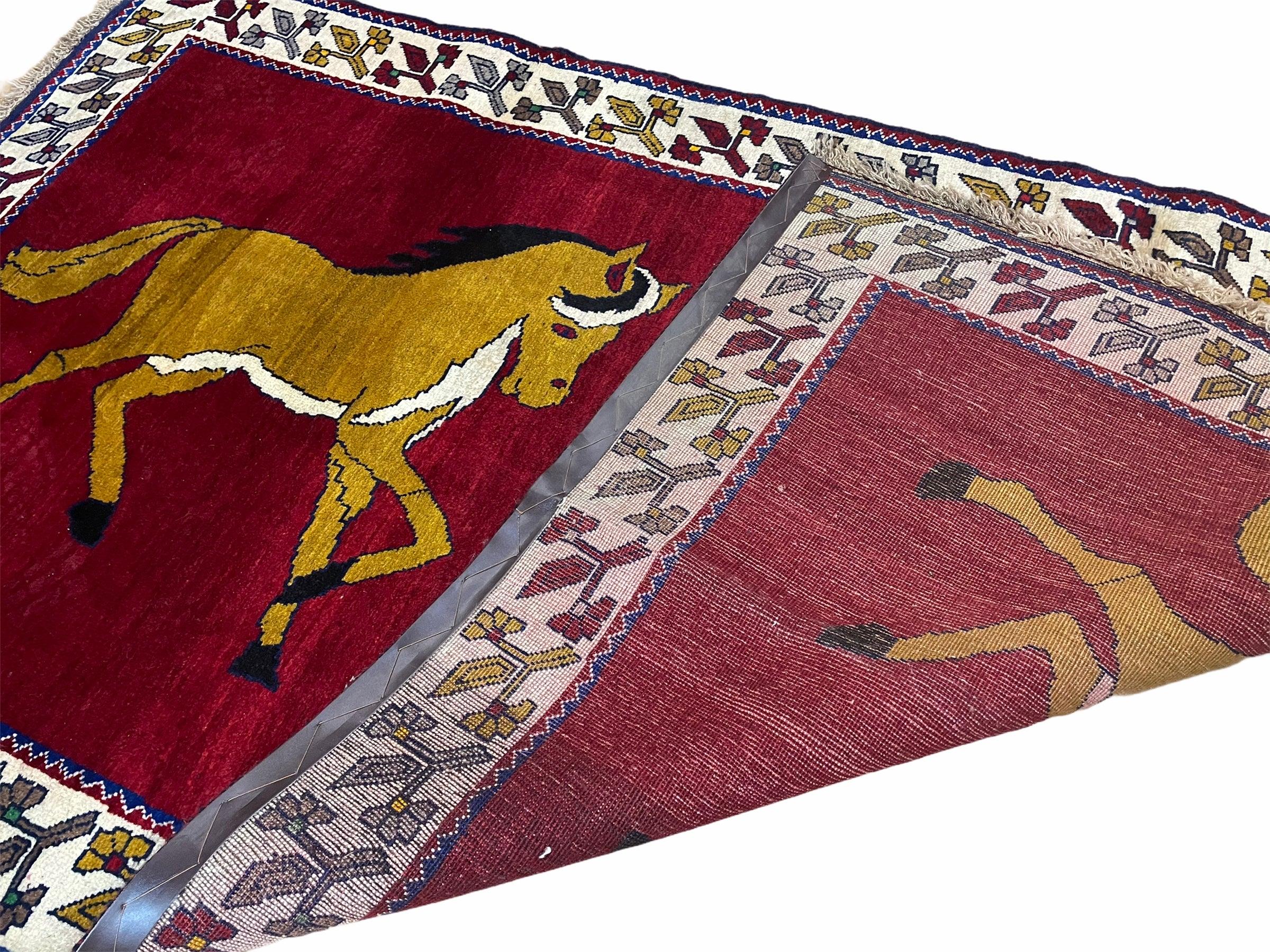 4 X 7 Handmade Hand-Knotted Quality Wool Rug Horses Zagros Red Mustard Gold New - Image 8