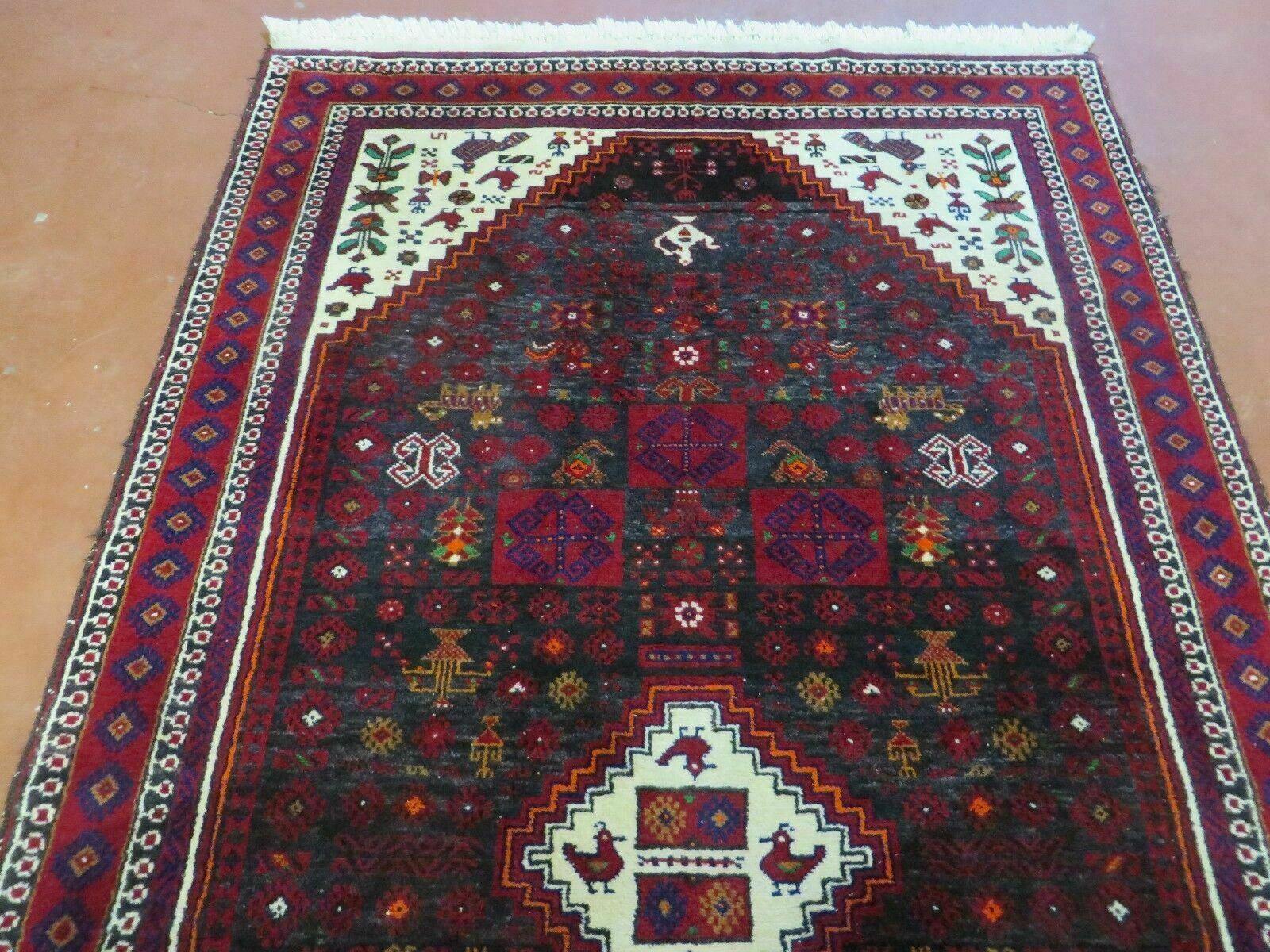 4' X 7' Vintage Handmade Indian Jaipur Rug Bird Carpet - Image 11
