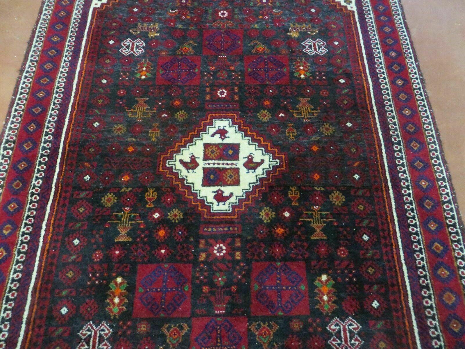 4' X 7' Vintage Handmade Indian Jaipur Rug Bird Carpet - Image 12